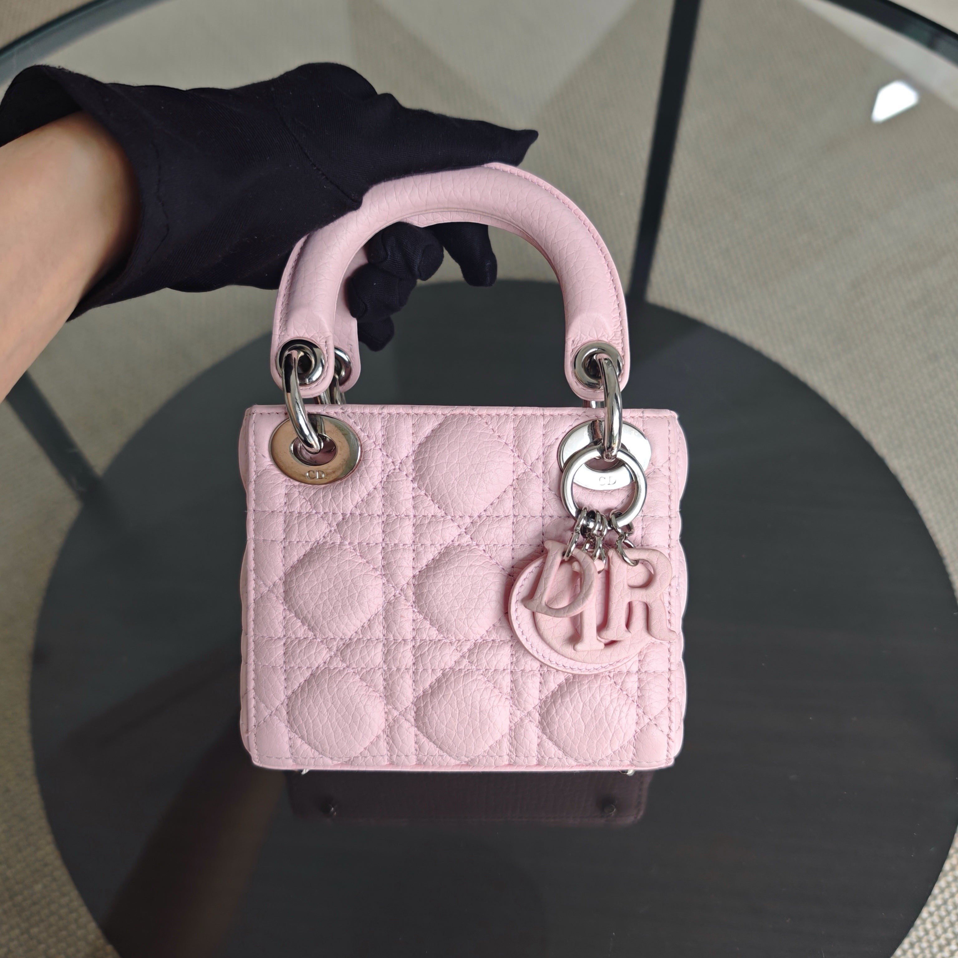 Dior Lady Micro - Cannage Caviar Light Pink Pink Hardware Adjustable Strap