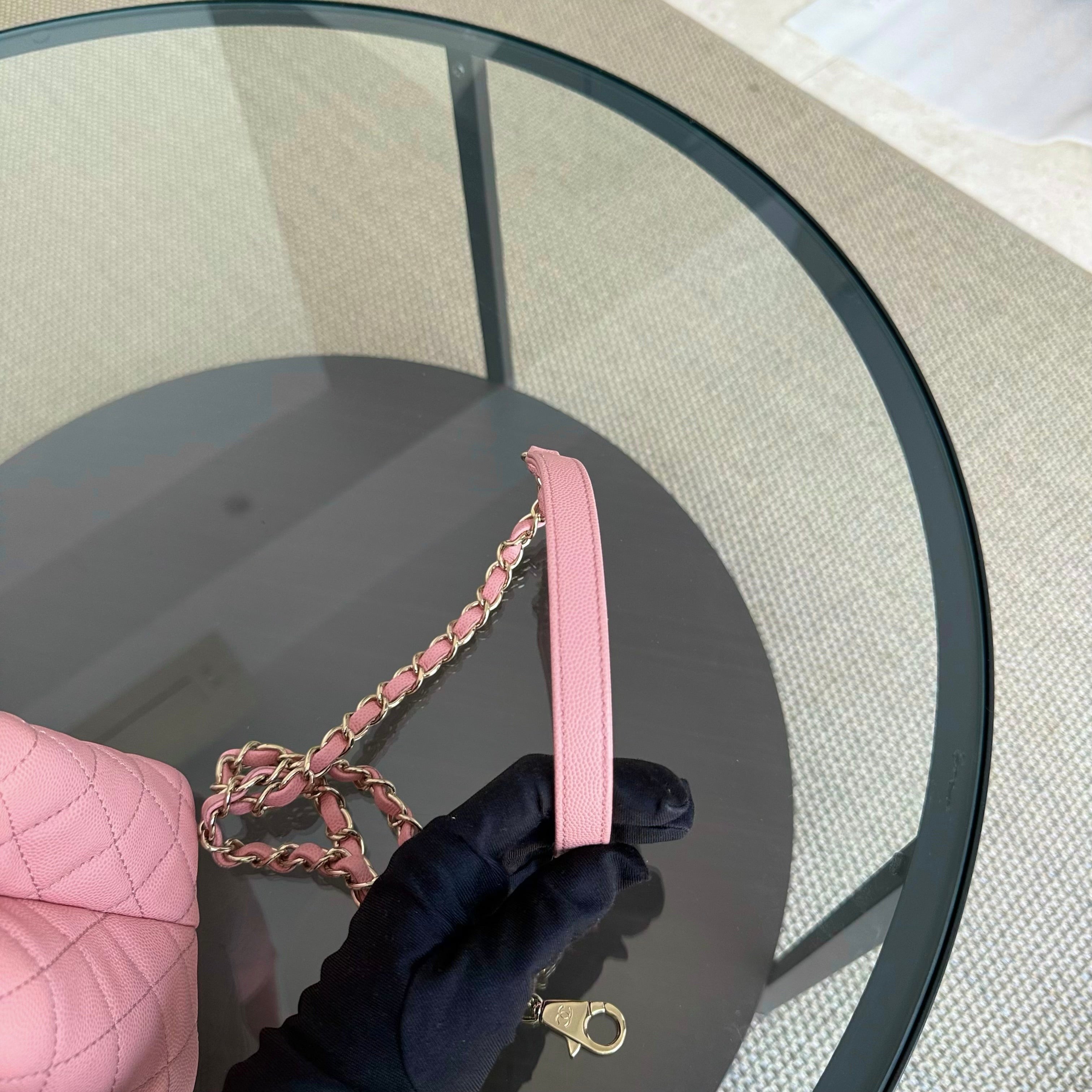 Chanel Coco Handle Medium - Caviar 29CM Quilted Pink Gold Hardware Series 27