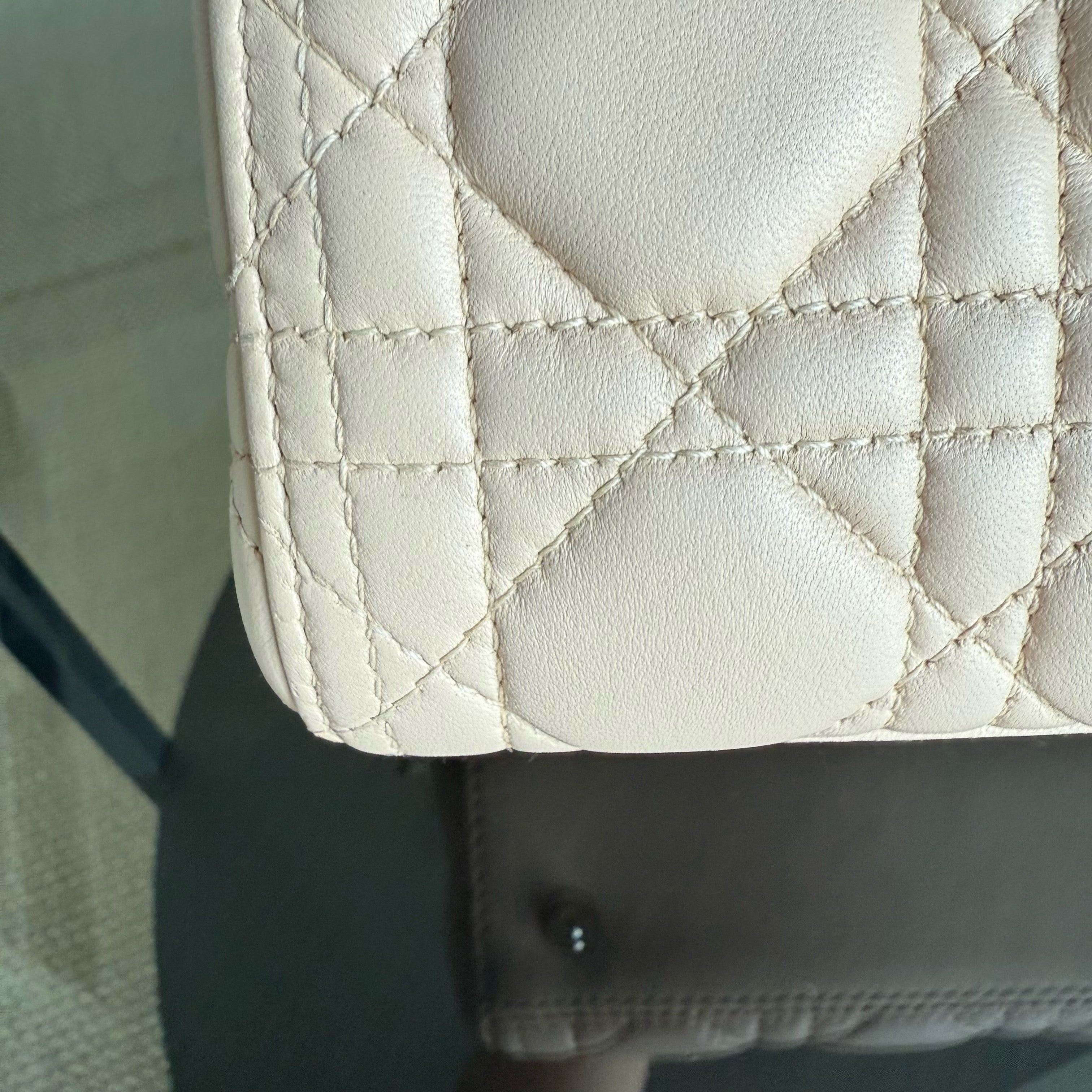 Dior Lady Medium - Cannage Lambskin Nude Silver Hardware