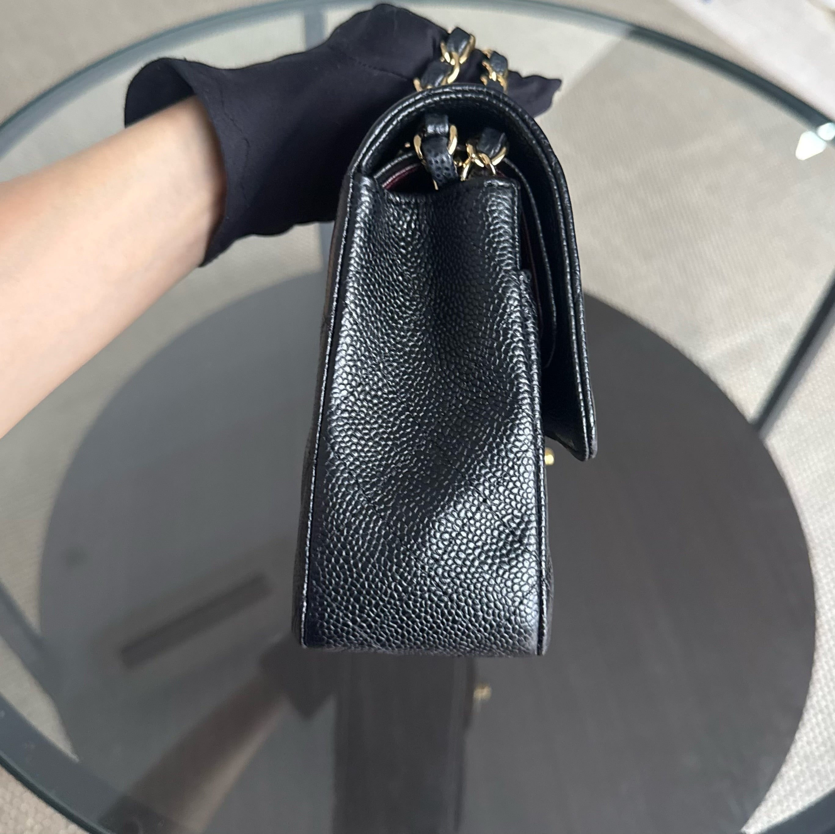 Chanel Classic Flap Medium - Caviar 25CM Quilted Double Flap Black Gold Hardware Series 18