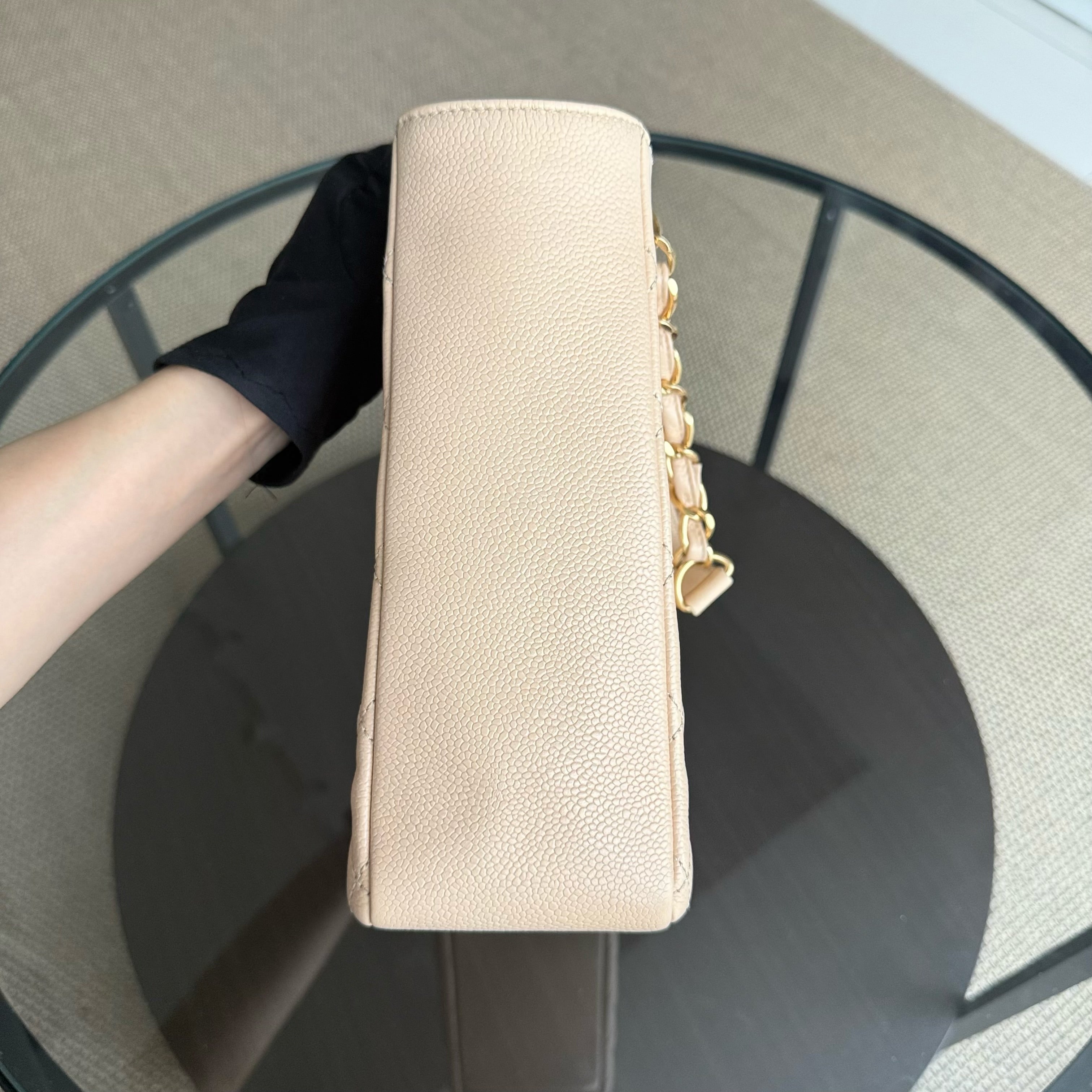 Chanel PST Petite Shopping Tote - Caviar Quilted Grained Calfskin Light Beige Gold Hardware Series 15