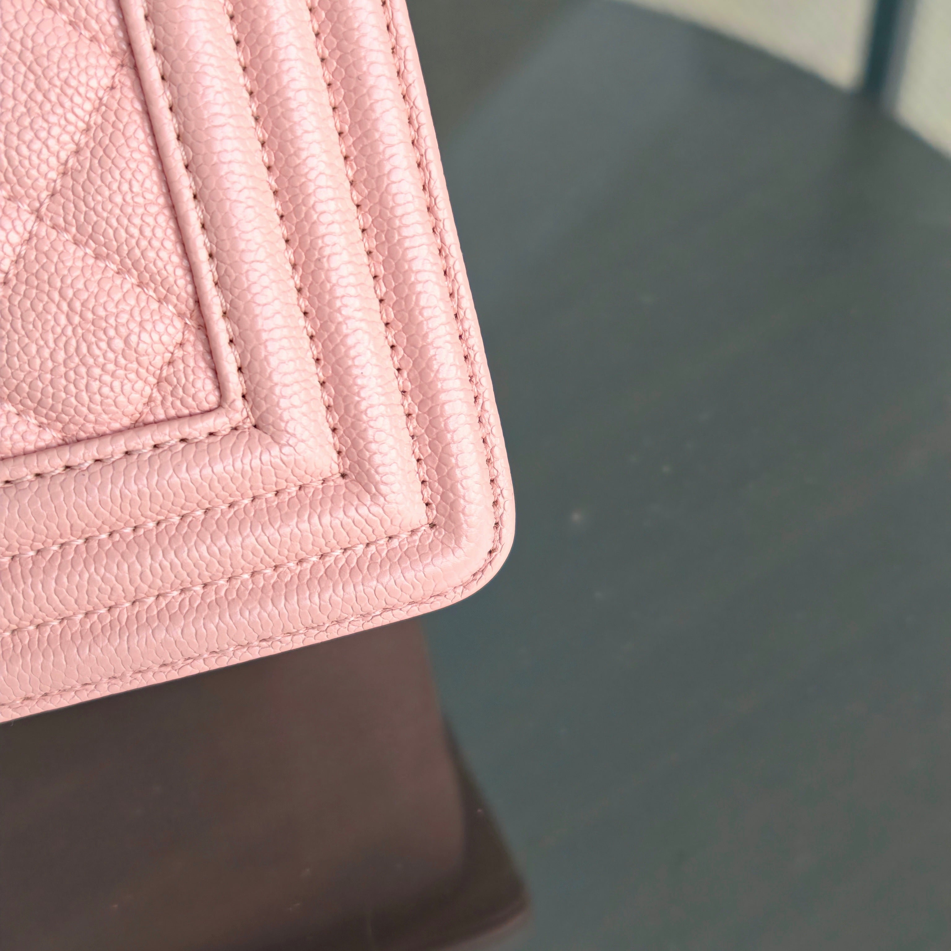Chanel Boy Medium - Caviar 25CM Quilted Light Pink Gold Hardware Series 25