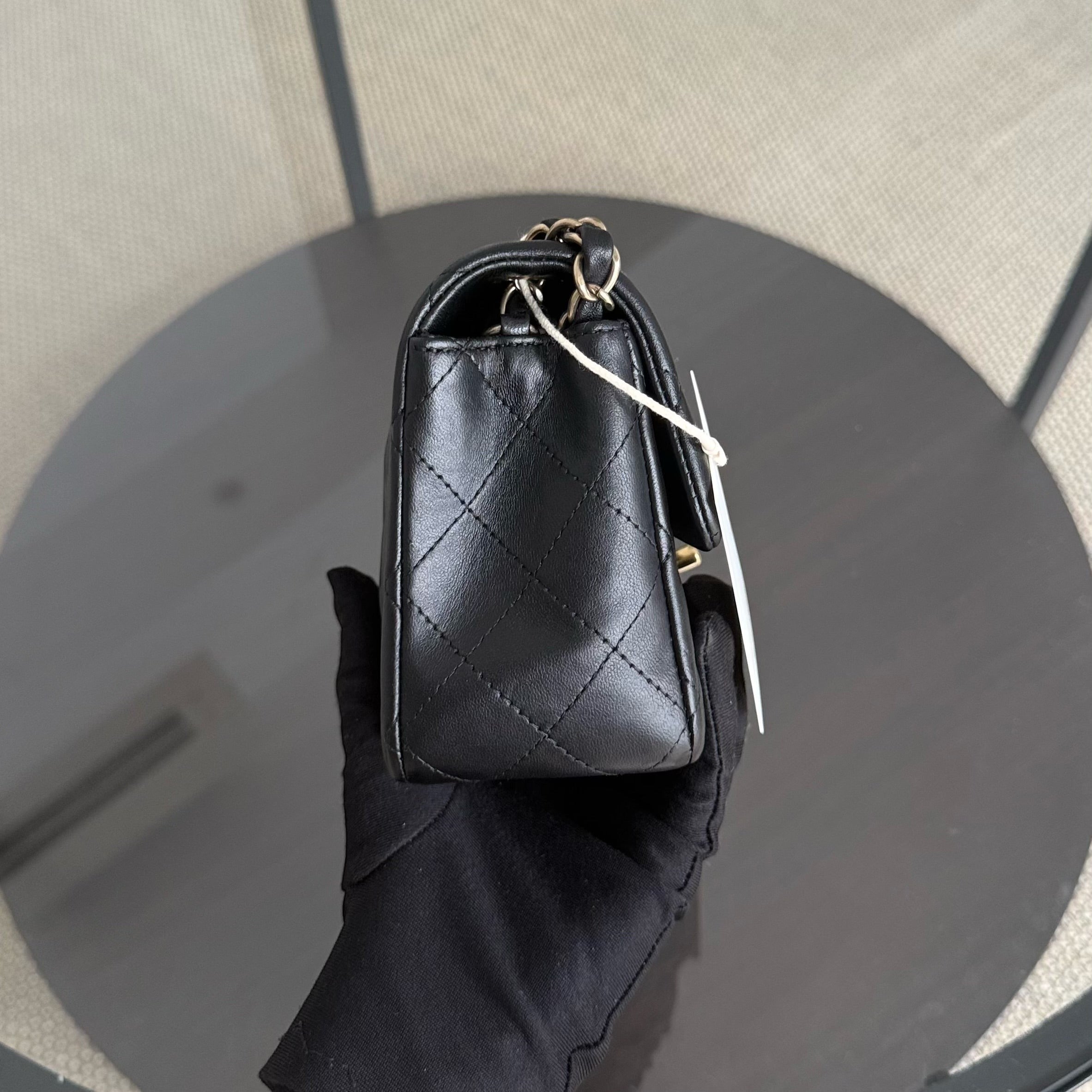 Chanel Mini Rectangle Classic Flap - 20CM Lamskin Quilted Black Gold Hardware Series 20