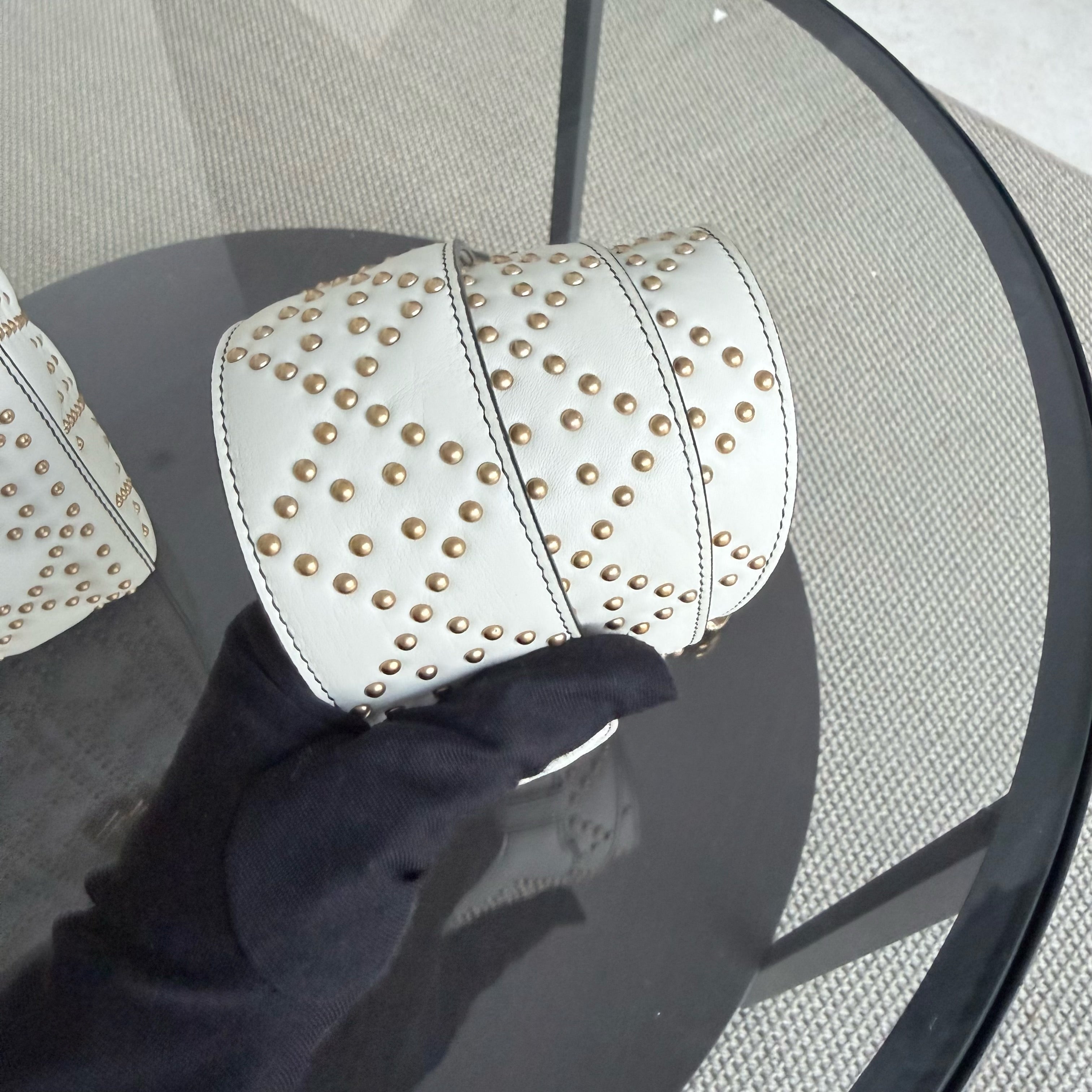 Dior Lady Medium Flap - Studded Cannage Calfskin White Gold Hardware