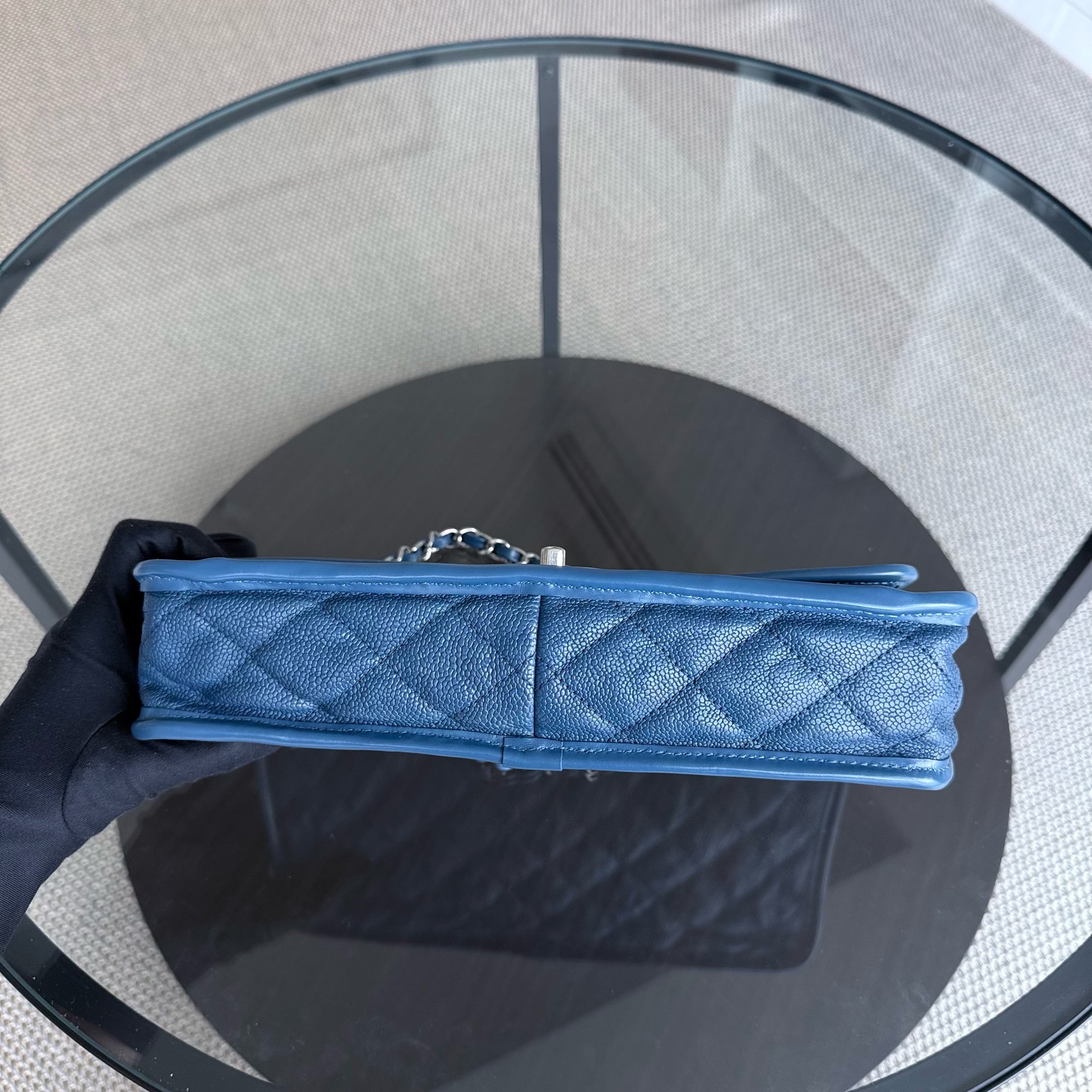 Chanel French Riviera Medium - Caviar Quilted Blue Silver Hardware Series 15
