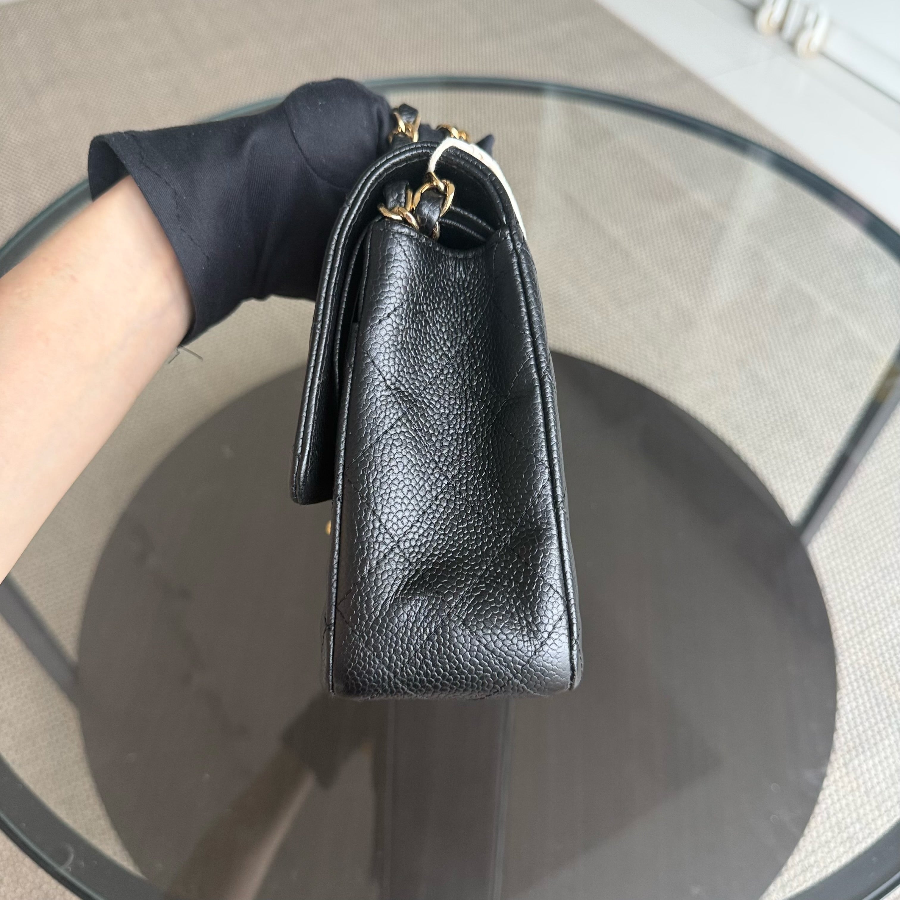 Chanel Classic Flap Medium - Caviar 25CM Quilted Double Flap Black Gold Hardware Series 12