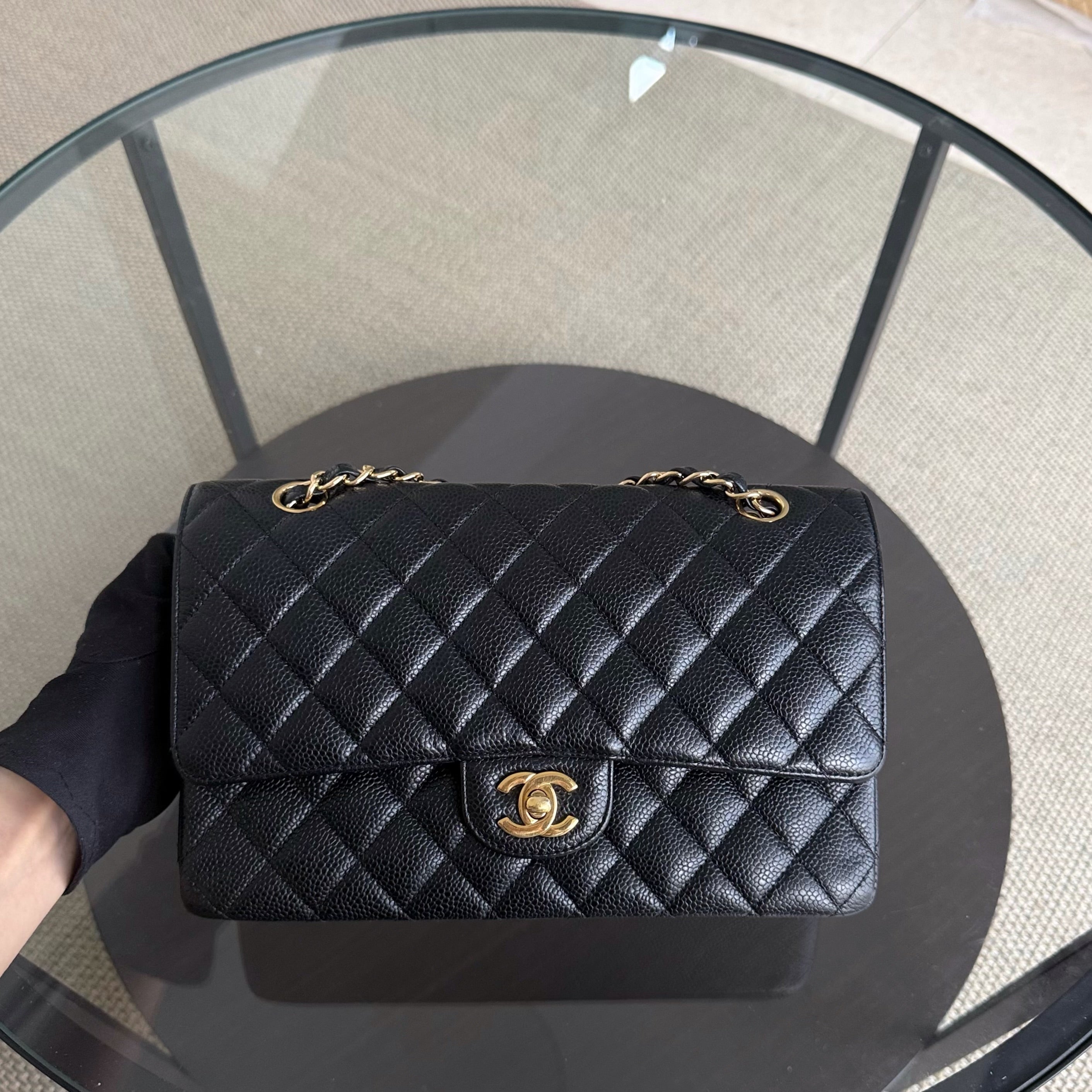 Chanel Classic Flap Medium - Caviar 25CM Quilted Double Flap Black Gold Hardware Series 27