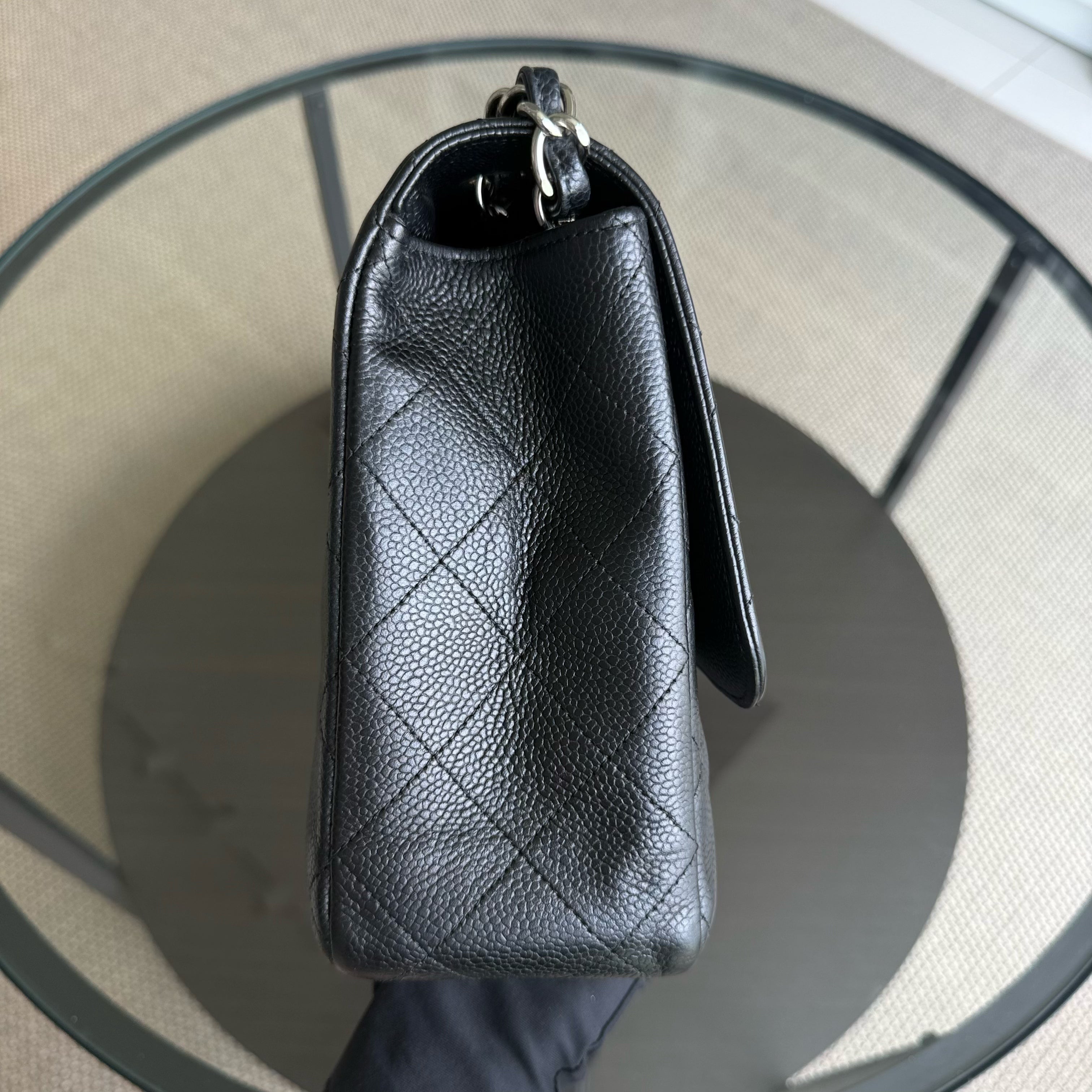 Chanel Classic Flap Jumbo - Caviar Single Flap 30CM Quilted Black Silver Hardware Series 13