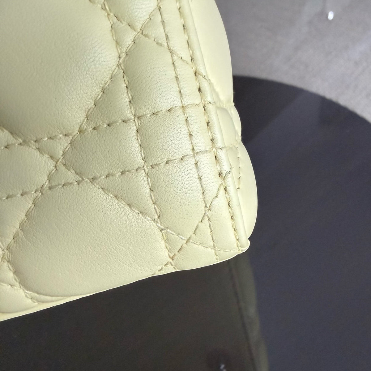 Dior Lady Medium - Cannage Lambskin Light Yellow Silver Hardware