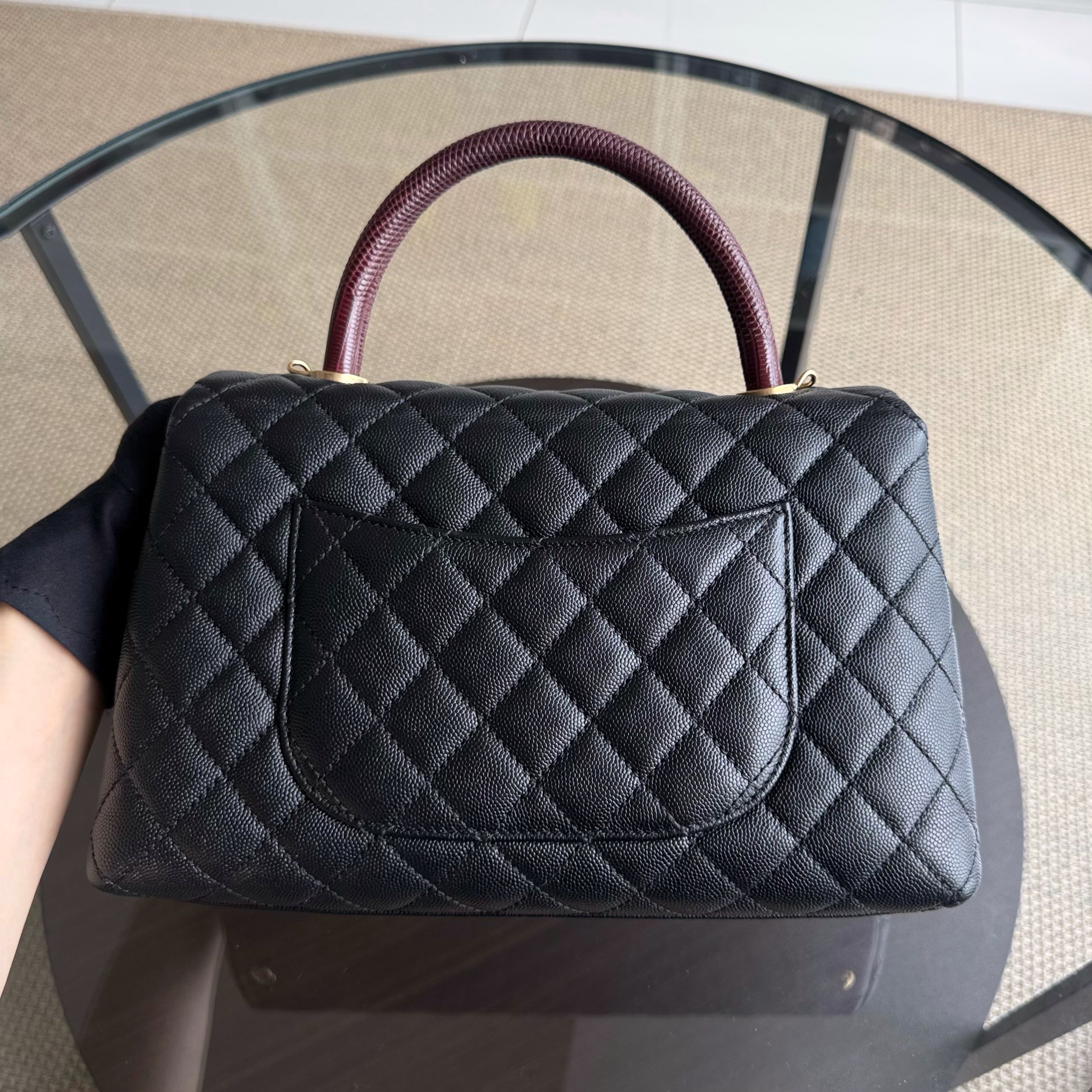 Chanel Coco Handle Medium - Caviar 29CM Quilted Black Gold Hardware Series 23
