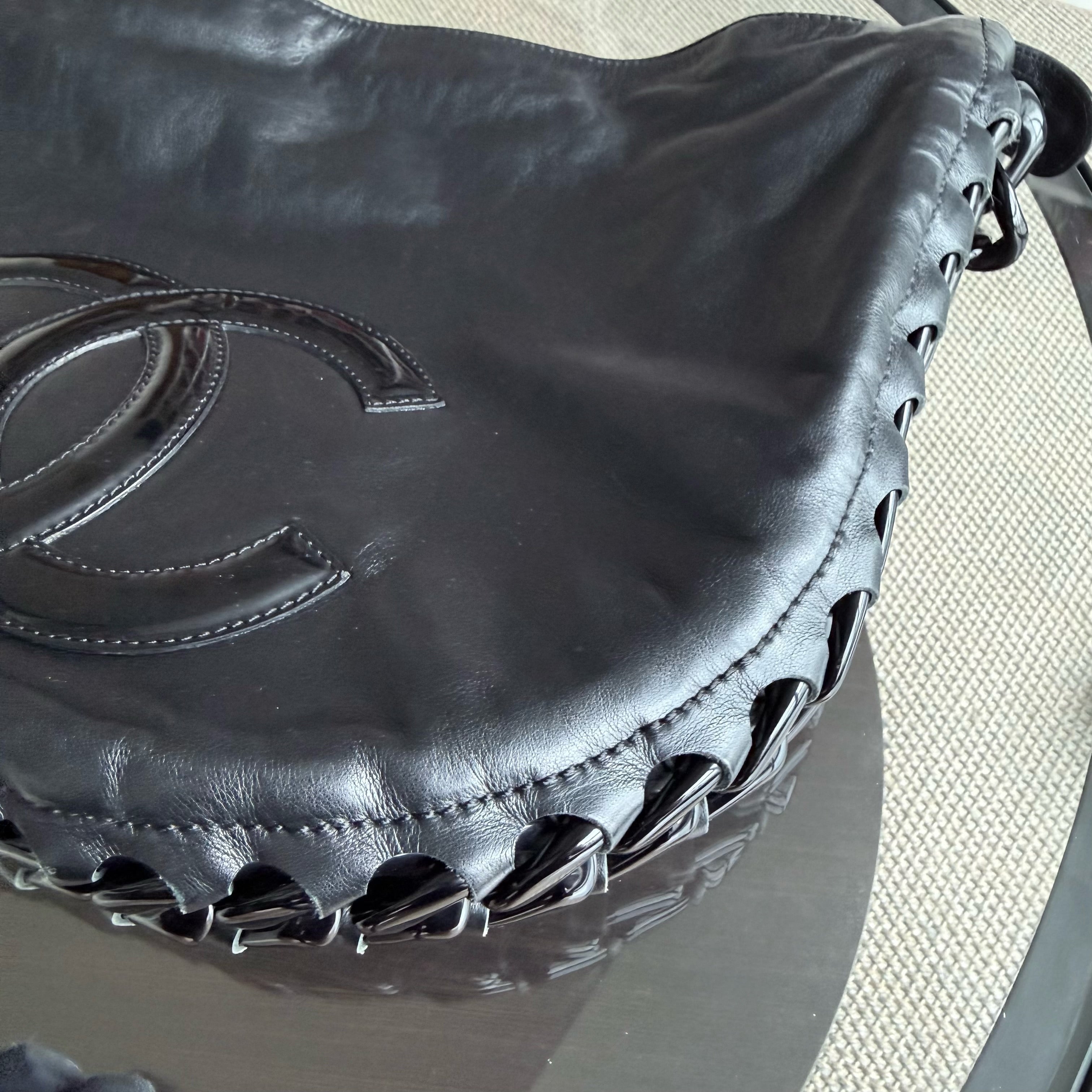 Chanel Shopping Tote - Calfskin Quilted Black Gold Hardware Series 11