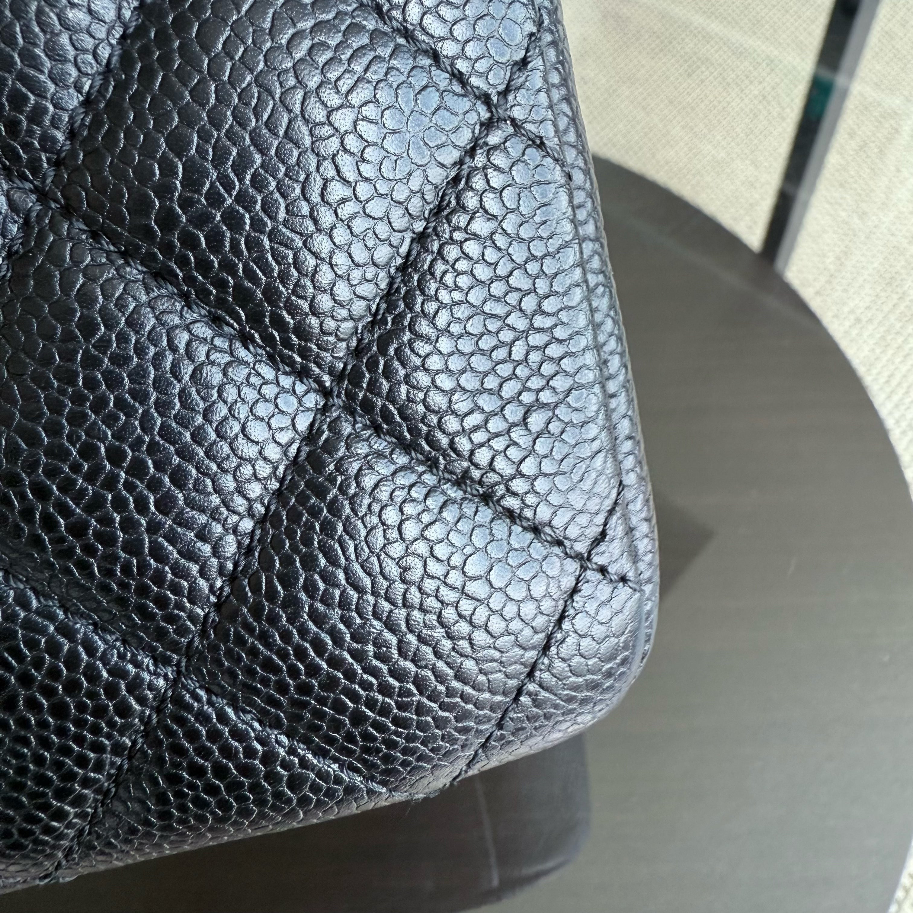 Chanel GST Grand Shopping Tote - Caviar Quilted Black Silver Hardware Series 13