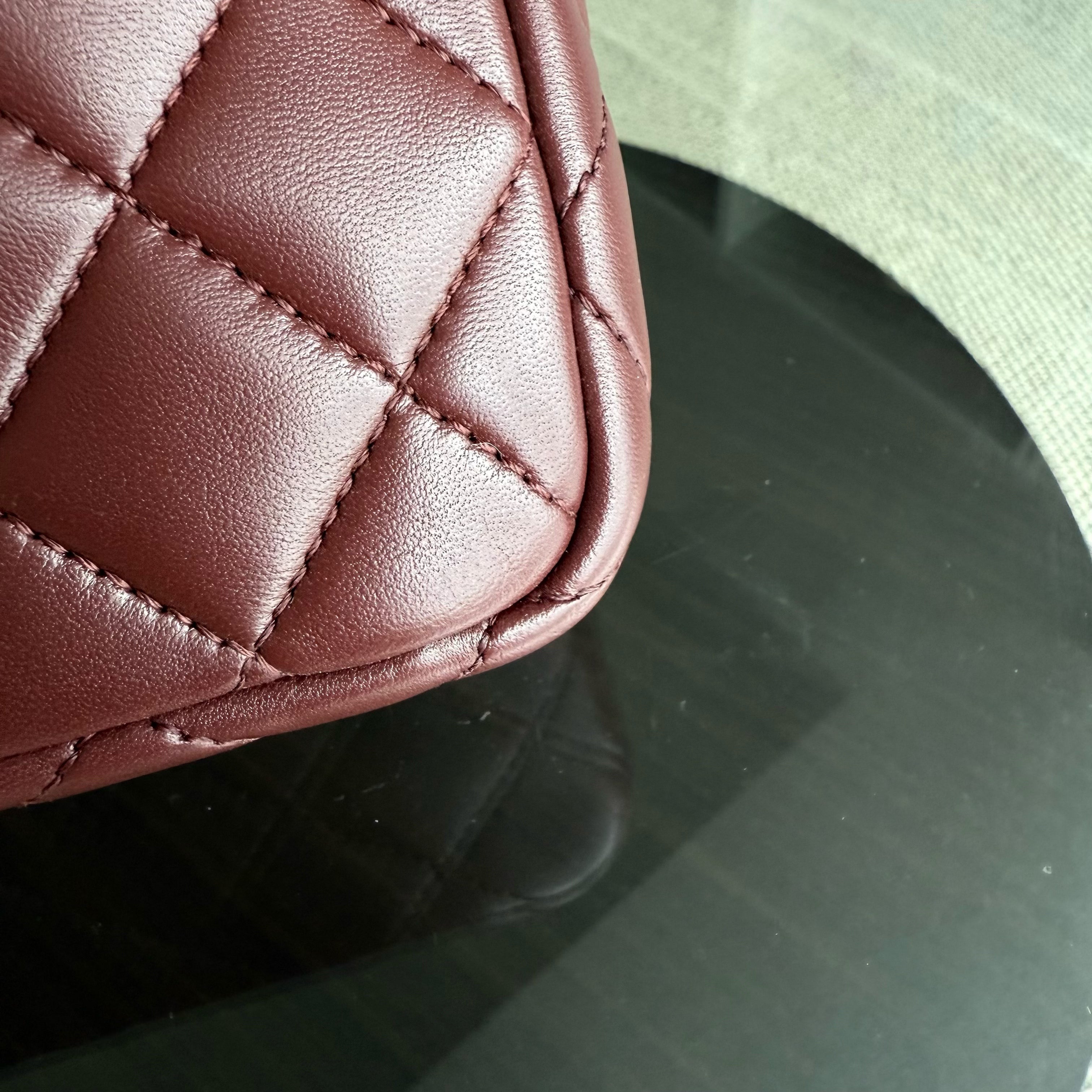 Chanel Seasonal Two-tone Flap - Quilted Lambskin Dark Burgundy Red Black Gold Hardware Series 21