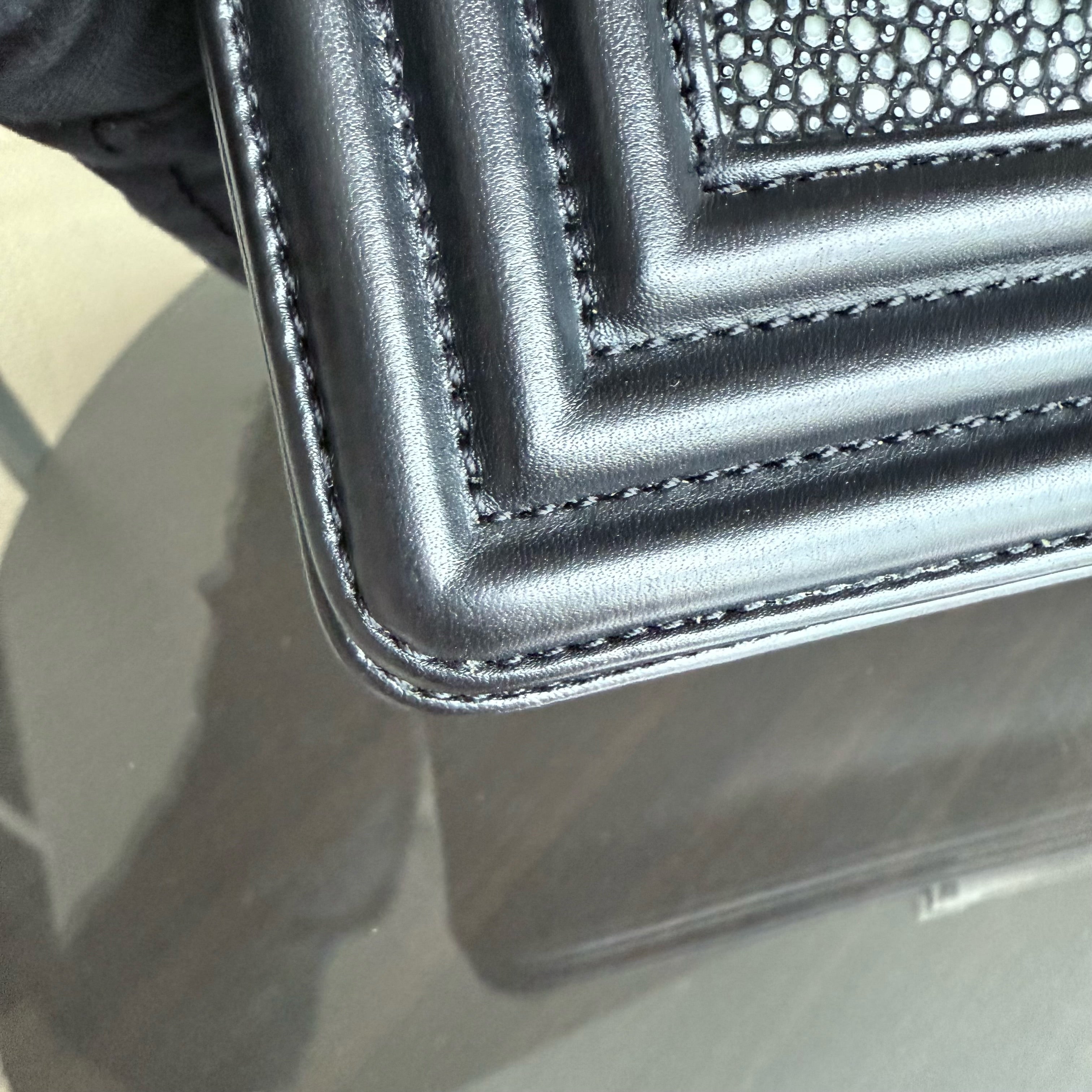 Chanel Boy Small - Small Galuchat Stingray Blue Ruthenium Silver Hardware Series 18