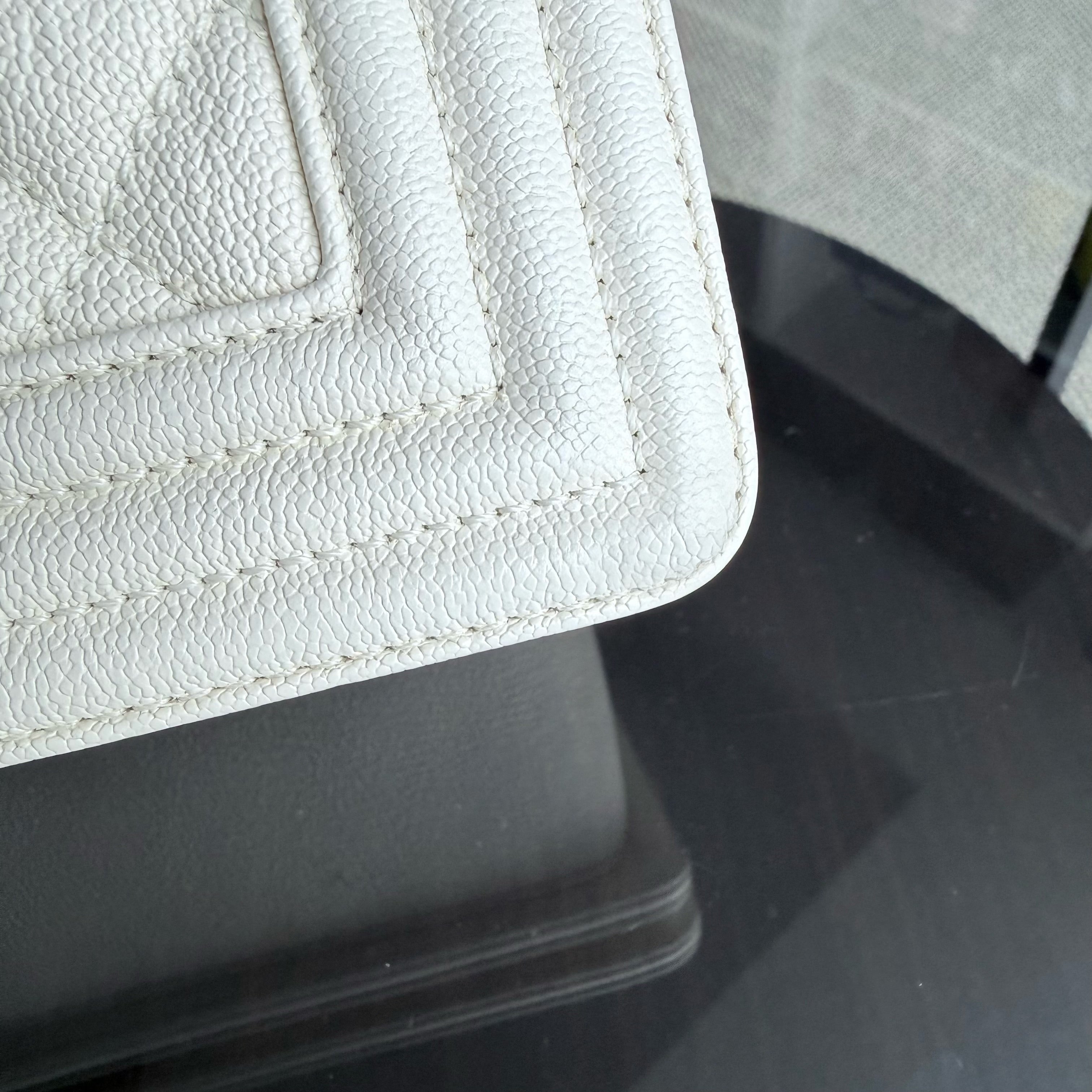 Chanel Boy Medium - Caviar 25CM Cream White Aged Gold Hardware Series 26