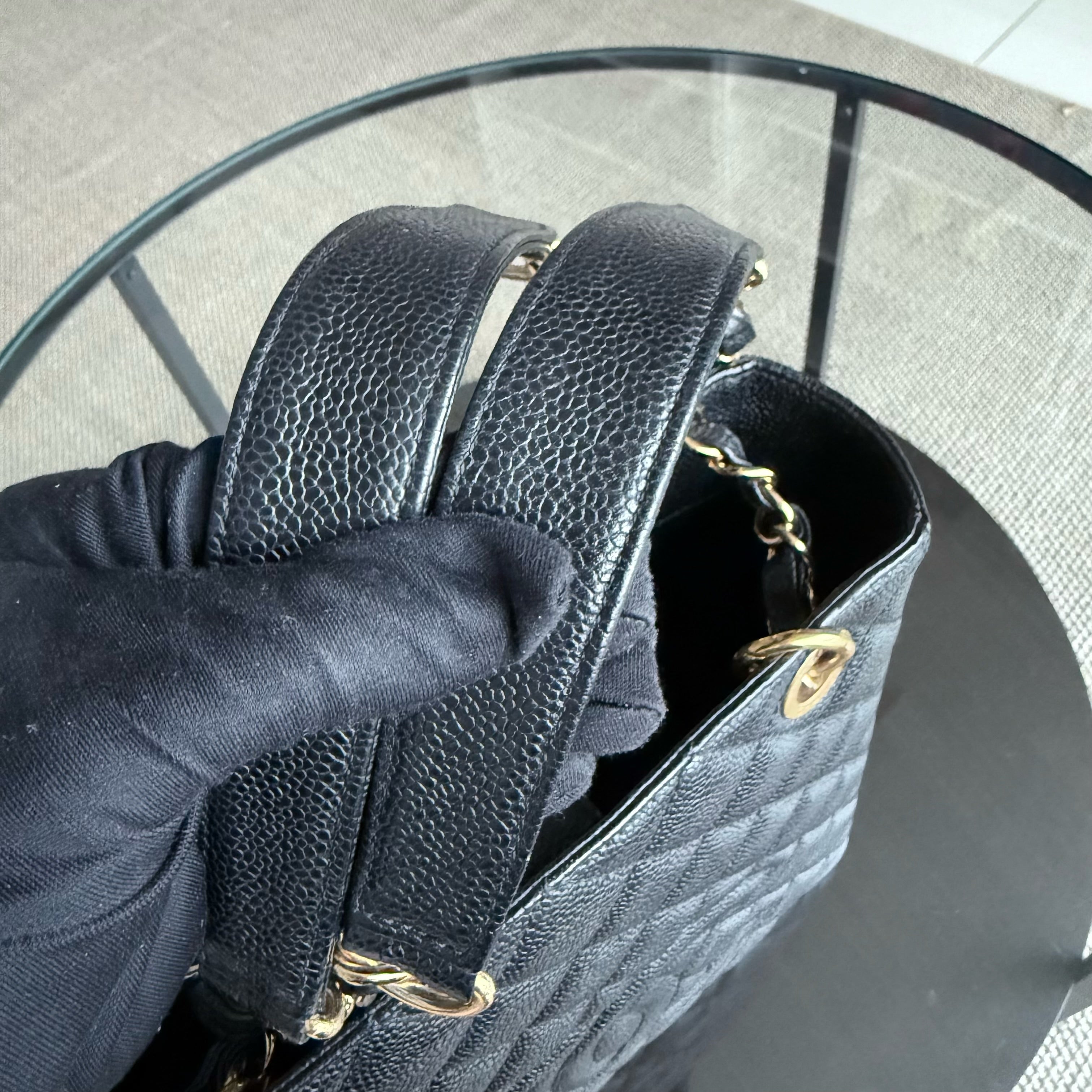 Chanel PST Petite Shopping Tote - Caviar Quilted Grained Calfskin Black Gold Hardware