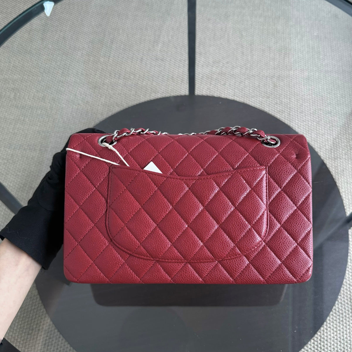 Chanel Classic Flap Medium - 25CM Quilted Caviar Dark Red Silver Hardware Series 14