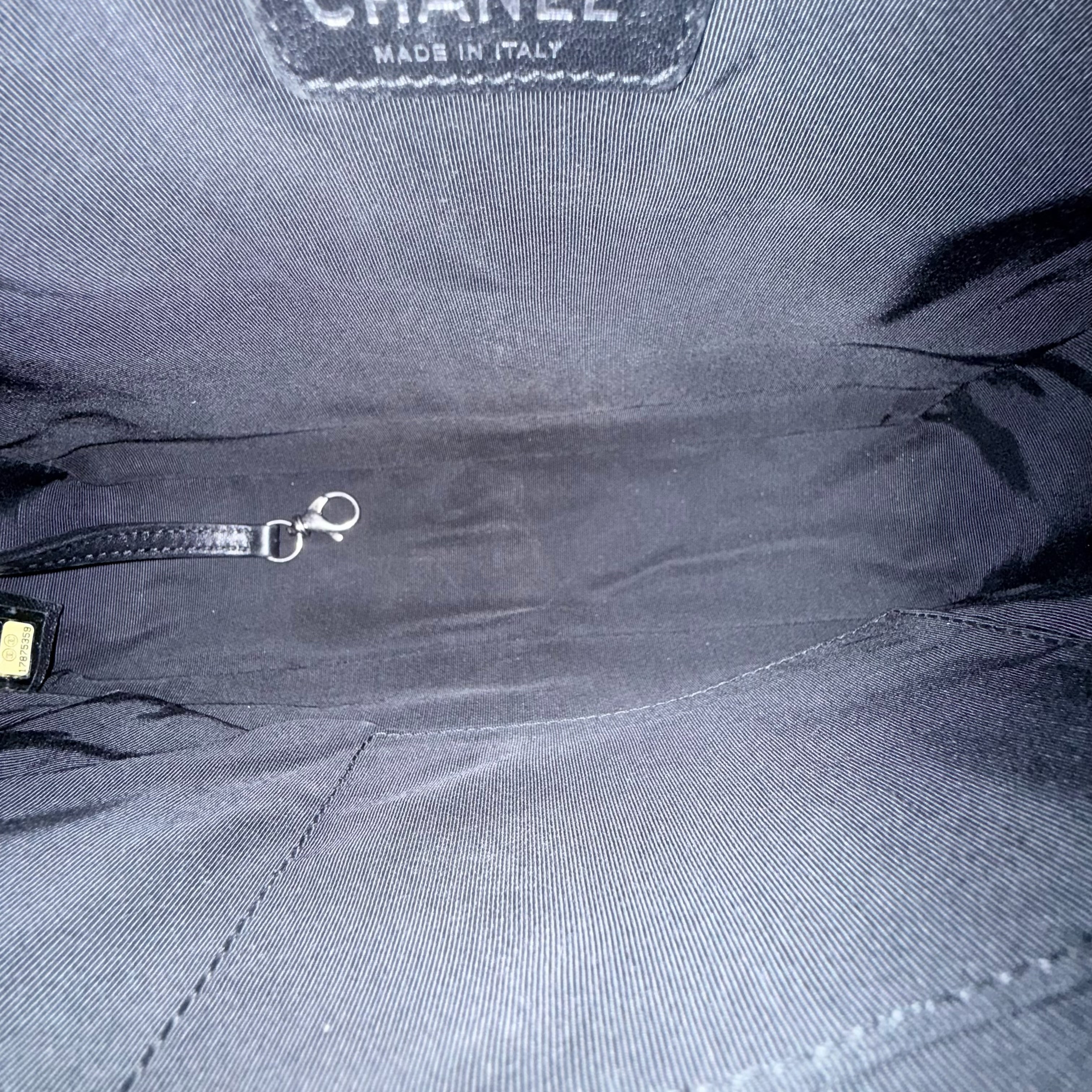 Chanel Boy Large - 30CM Quilted Calfskin Black Silver Hardware Series 17