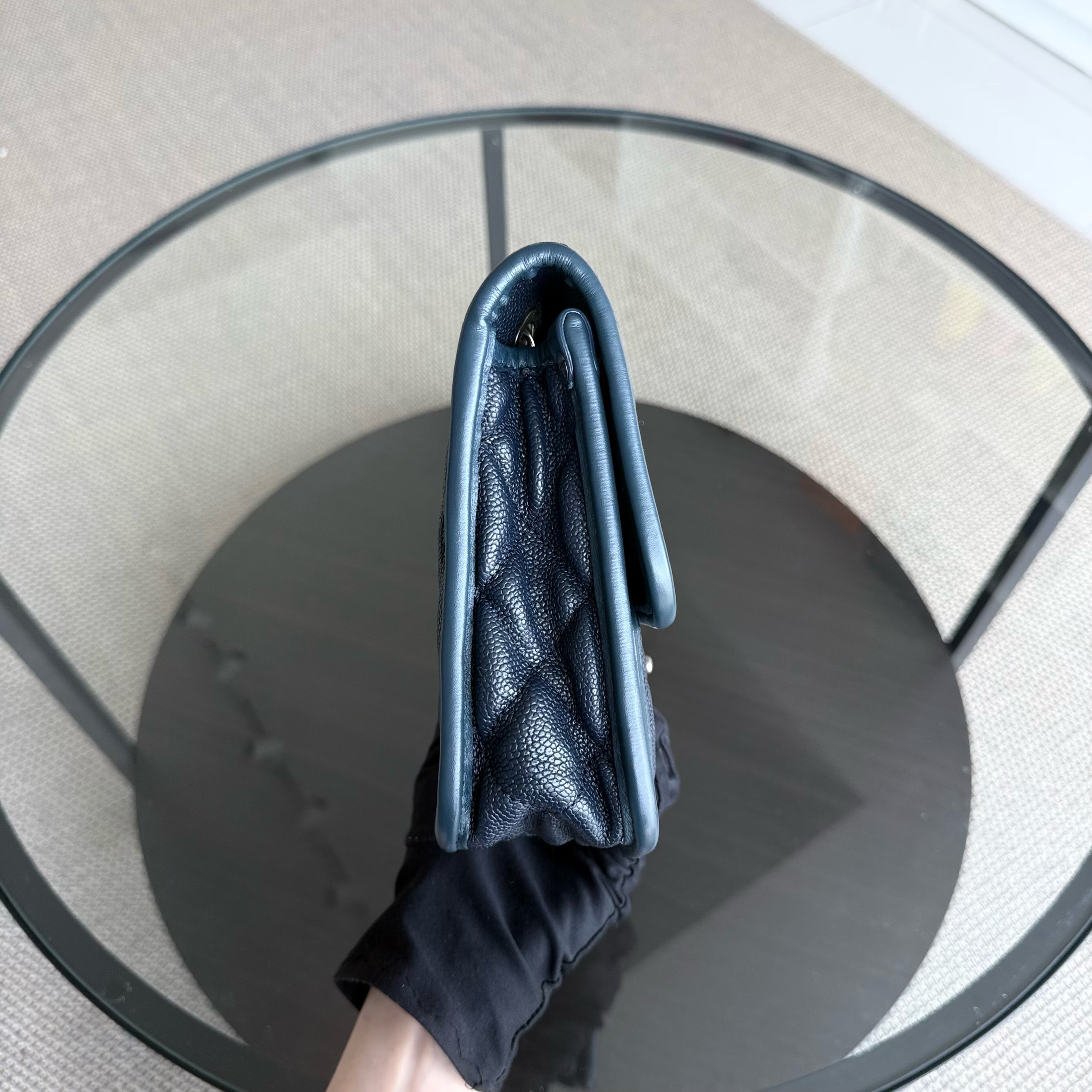 Chanel French Riviera - Caviar Quilted Grained Calfskin Dark Navy Blue Silver Hardware Series 15