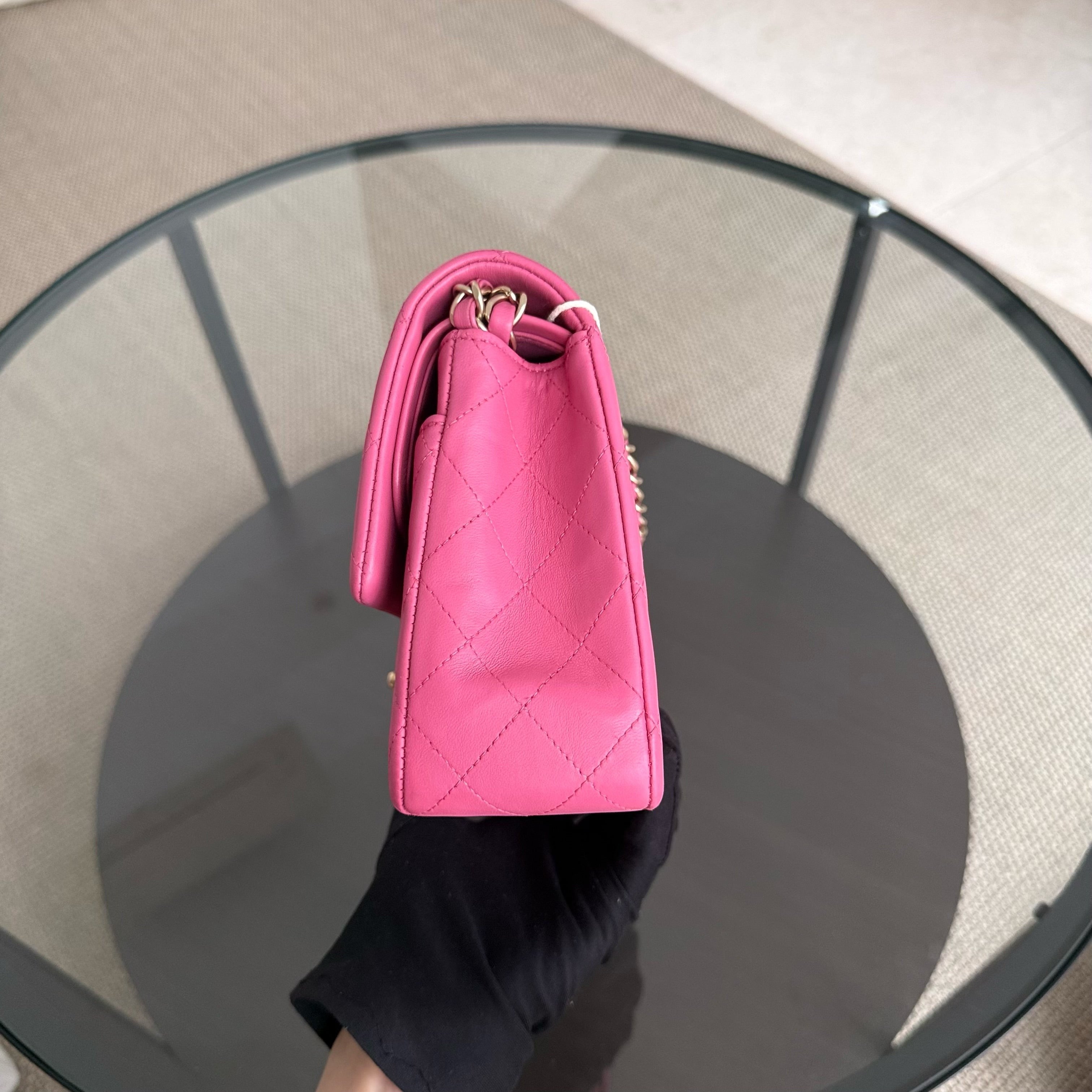 Chanel Classic Flap Medium - 25CM Quilted Lambskin Barbie Pink Gold Hardware Series 18