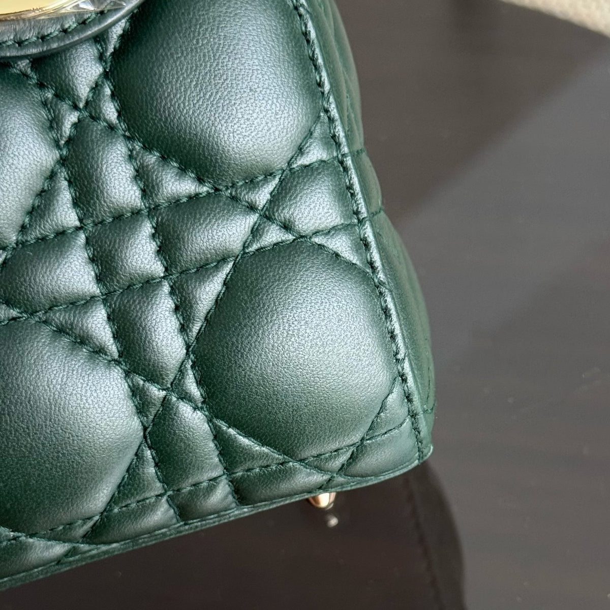 Dior Lady Small Flap - Cannage Lambskin Dark Green Gold Hardware
