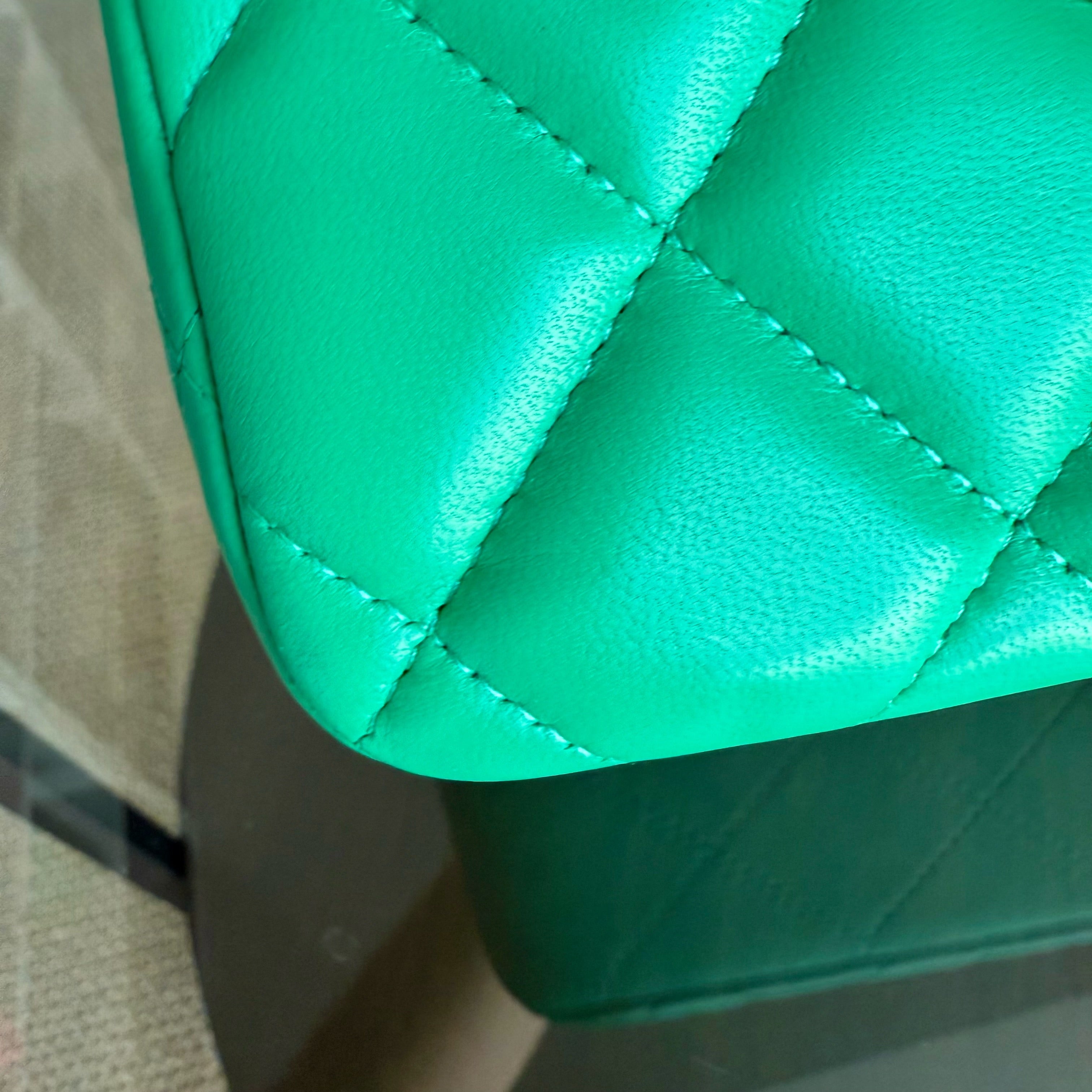 Chanel Classic Flap Jumbo - Double Flap 30CM Quilted Lambskin Green Silver Hardware Series 16