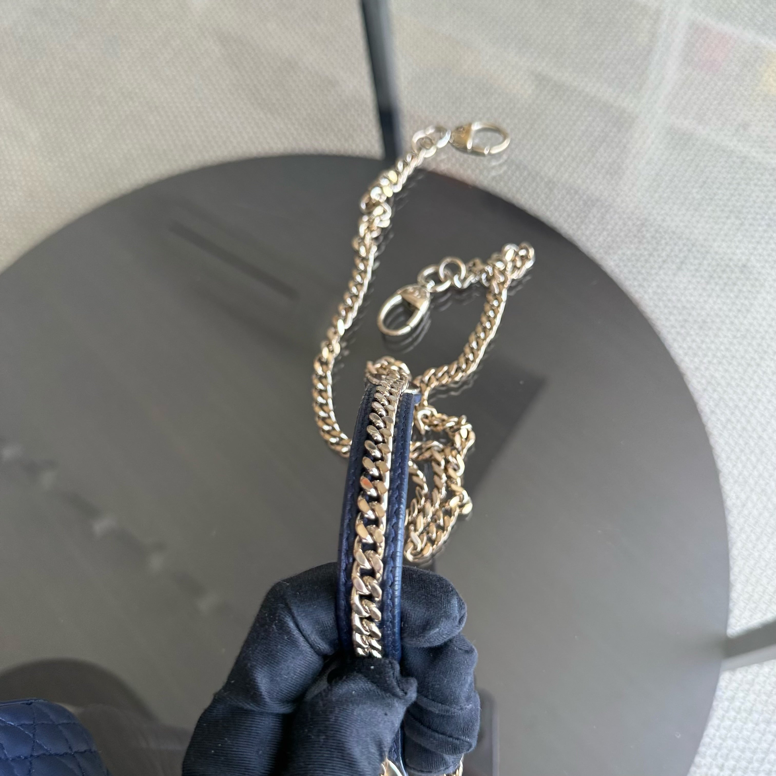 Dior Lady Mini - Cannage Lambskin Dark Blue Gold Hardware Chain Strap