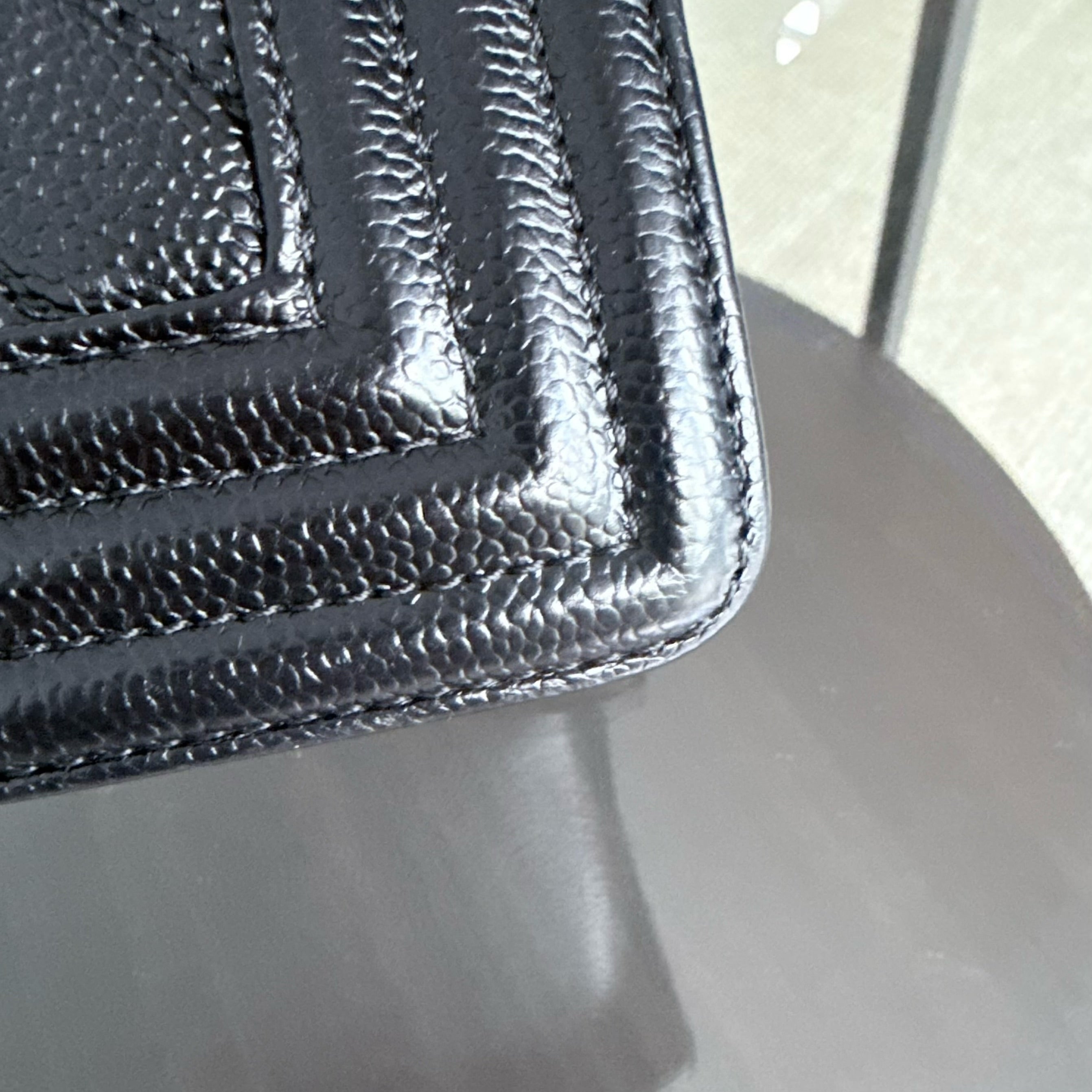 Chanel Boy Medium - Caviar 25CM Chevron Black Gold Hardware Series 24