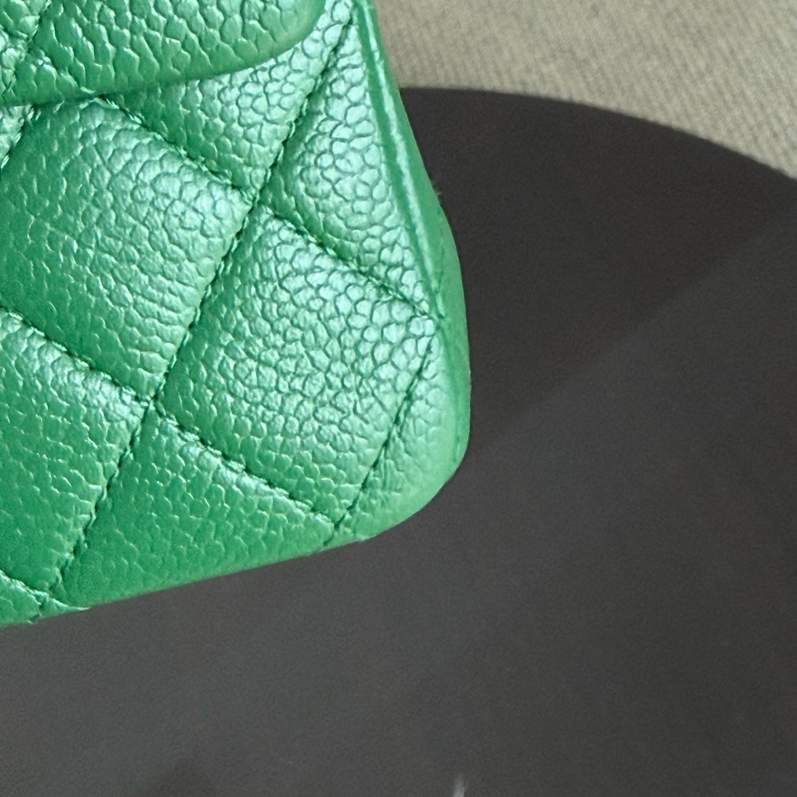 Chanel Classic Flap Medium - Caviar 25CM Quilted Double Flap Green Silver Hardware Series 21