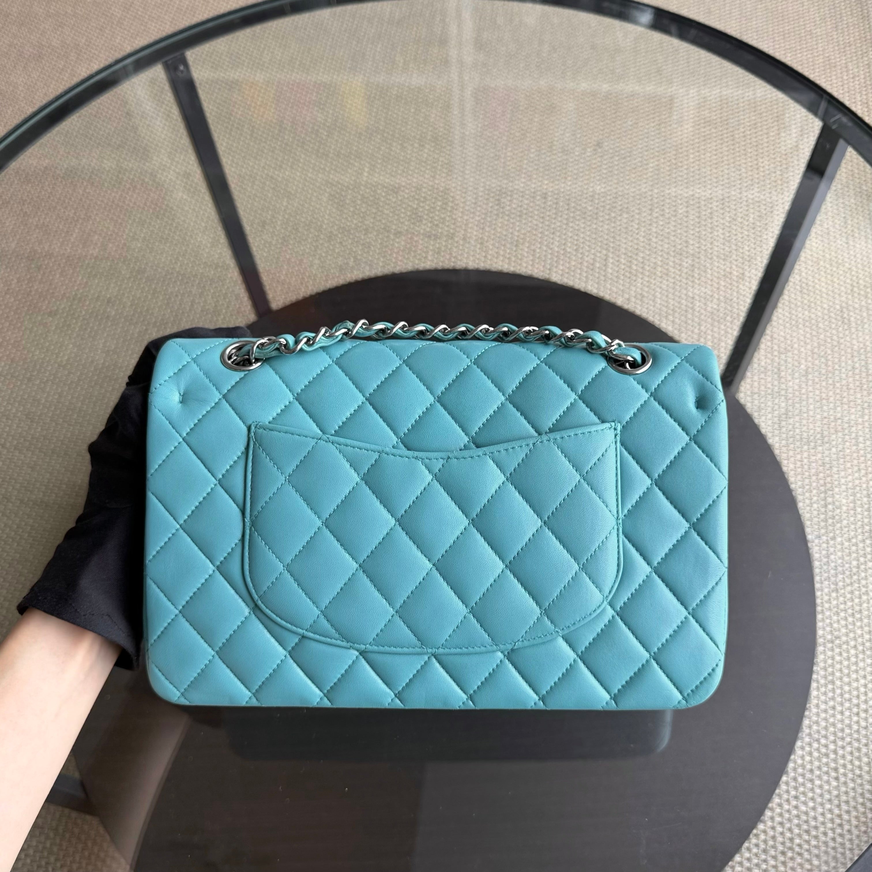 Chanel Classic Flap Medium - 25CM Quilted Lambskin Blue Silver Hardware Series 19
