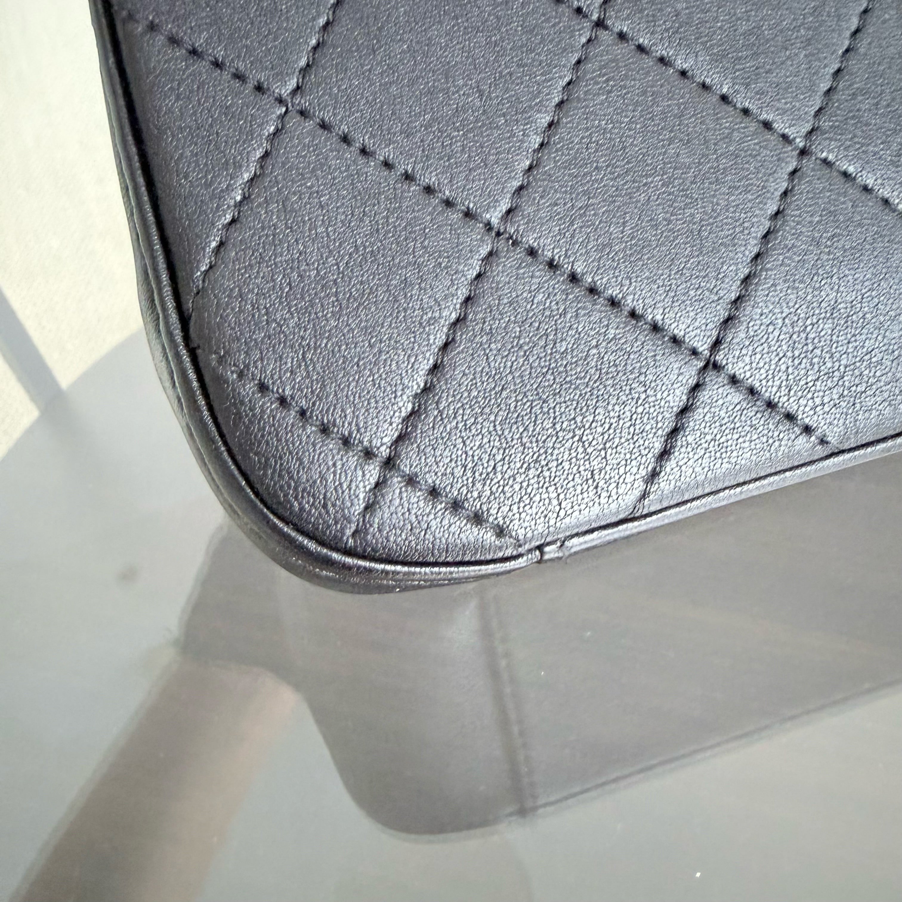 Chanel 19 Bag Flap - C19 With Top Handle Quilted Black Gold Hardware Series 28