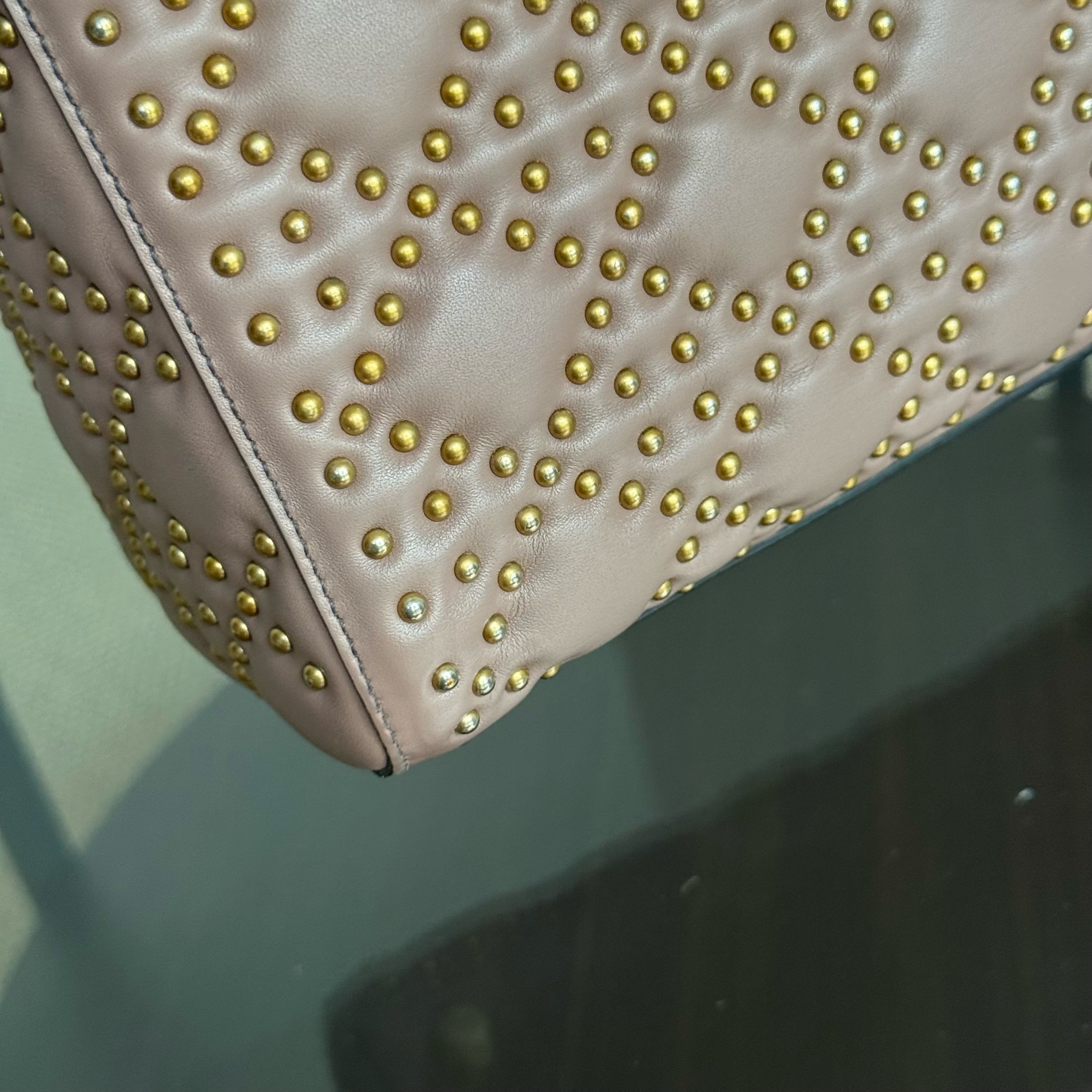 Dior Lady Medium Flap - Studded Cannage Blush Gold Hardware