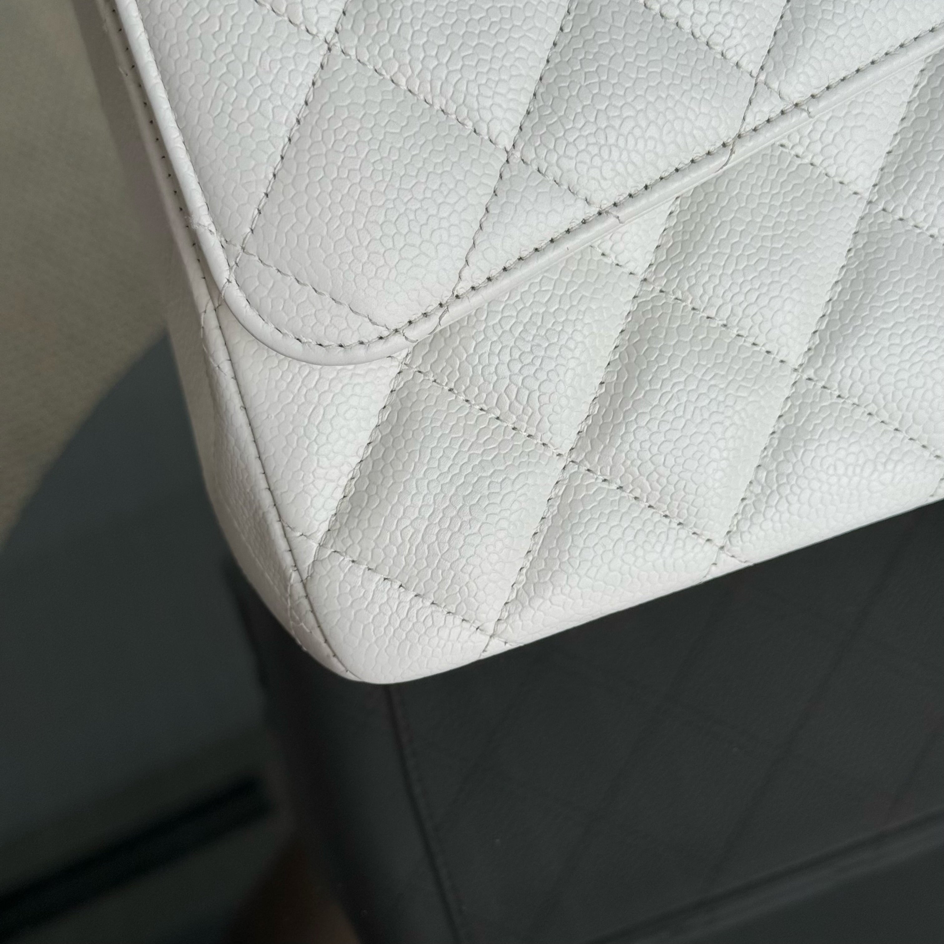Chanel Classic Flap Maxi - Caviar 33CM Double Flap White Gold Hardware