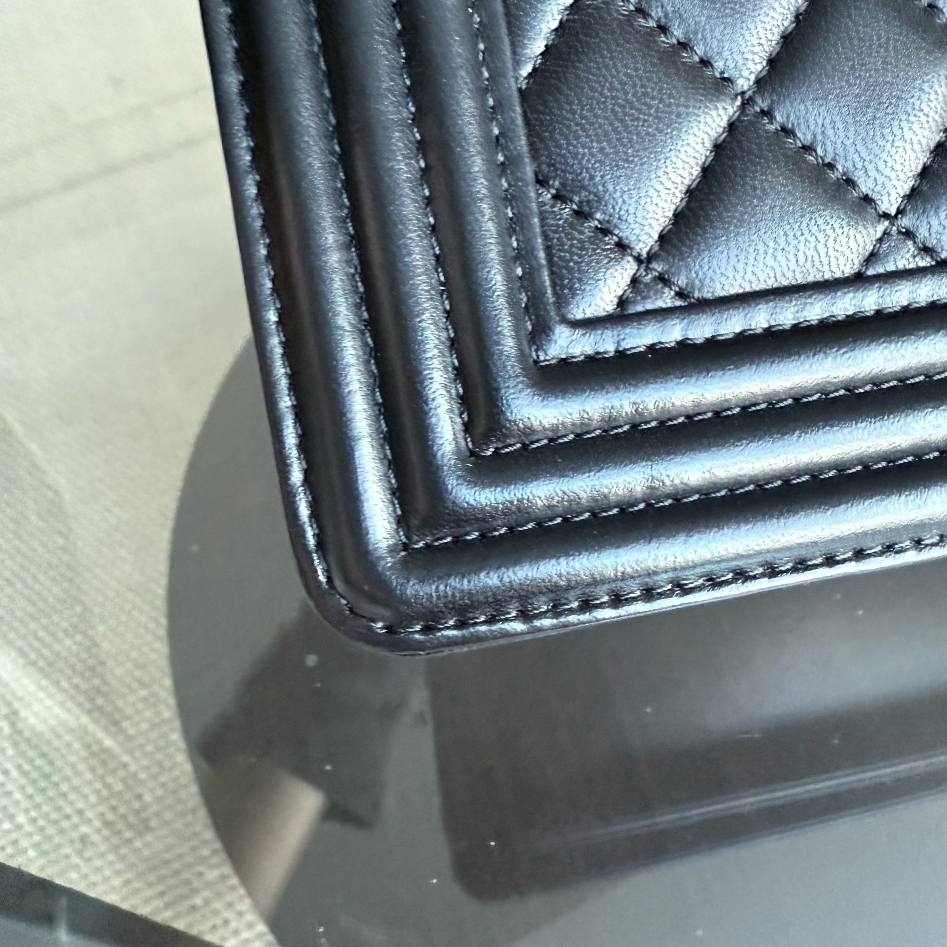 Chanel Boy Large - 30CM Quilted Lambskin Large Black Gold Hardware Series 21