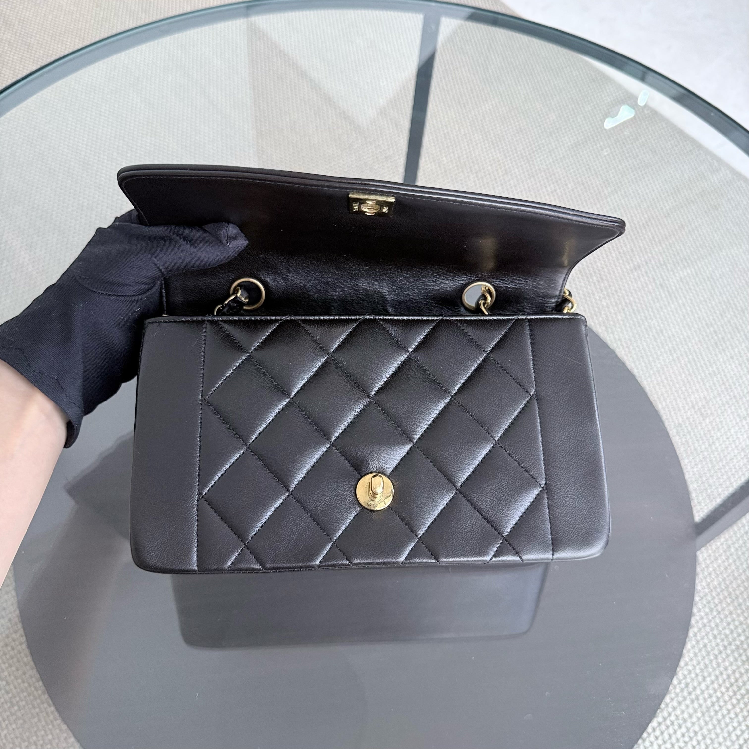 Chanel Diana Small - 23CM Quilted Lambskin Black 24K Gold Hardware Series 3