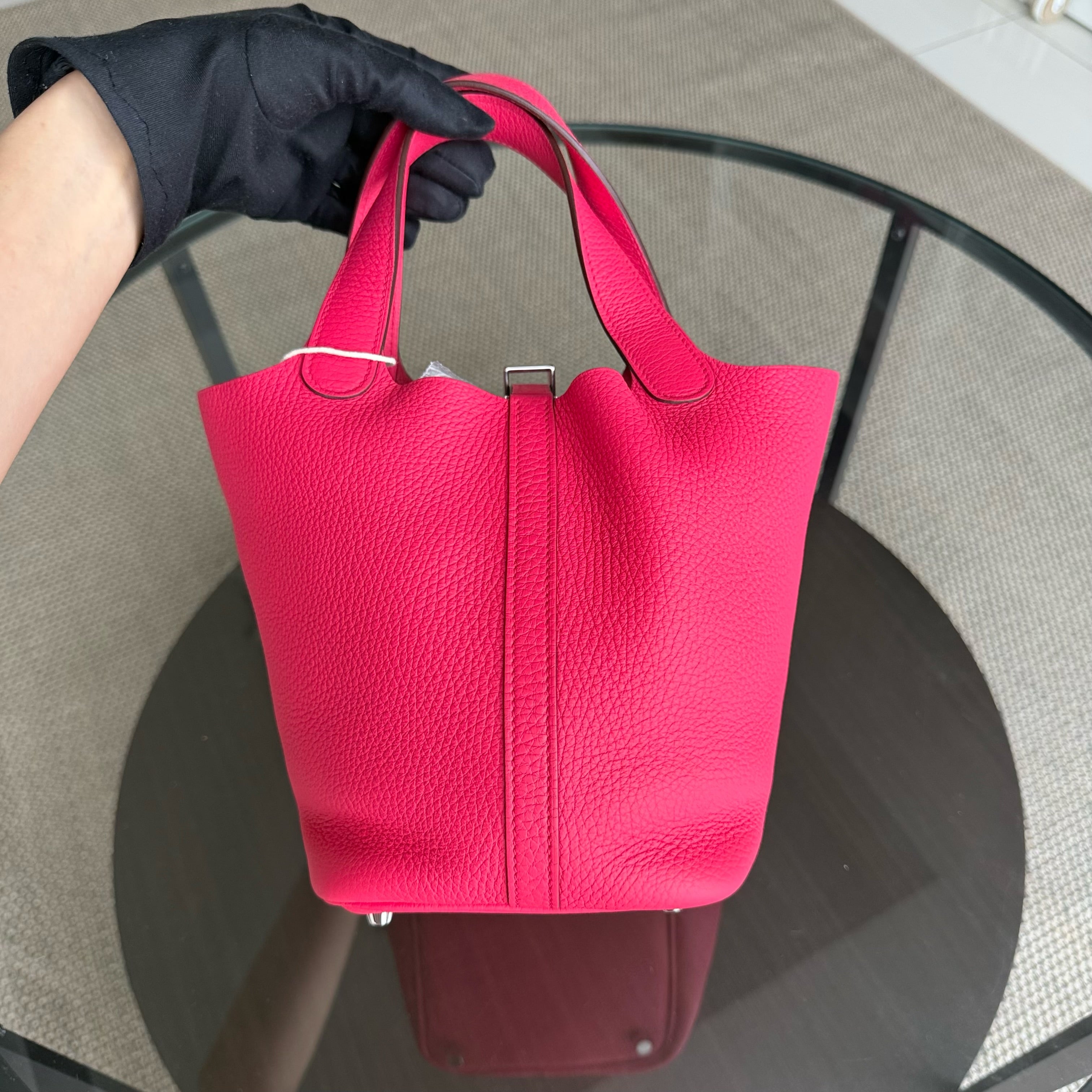 Hermes Picotin Lock 18 - TC Taurillion Clemence Pink Palladium Hardware Stamp A