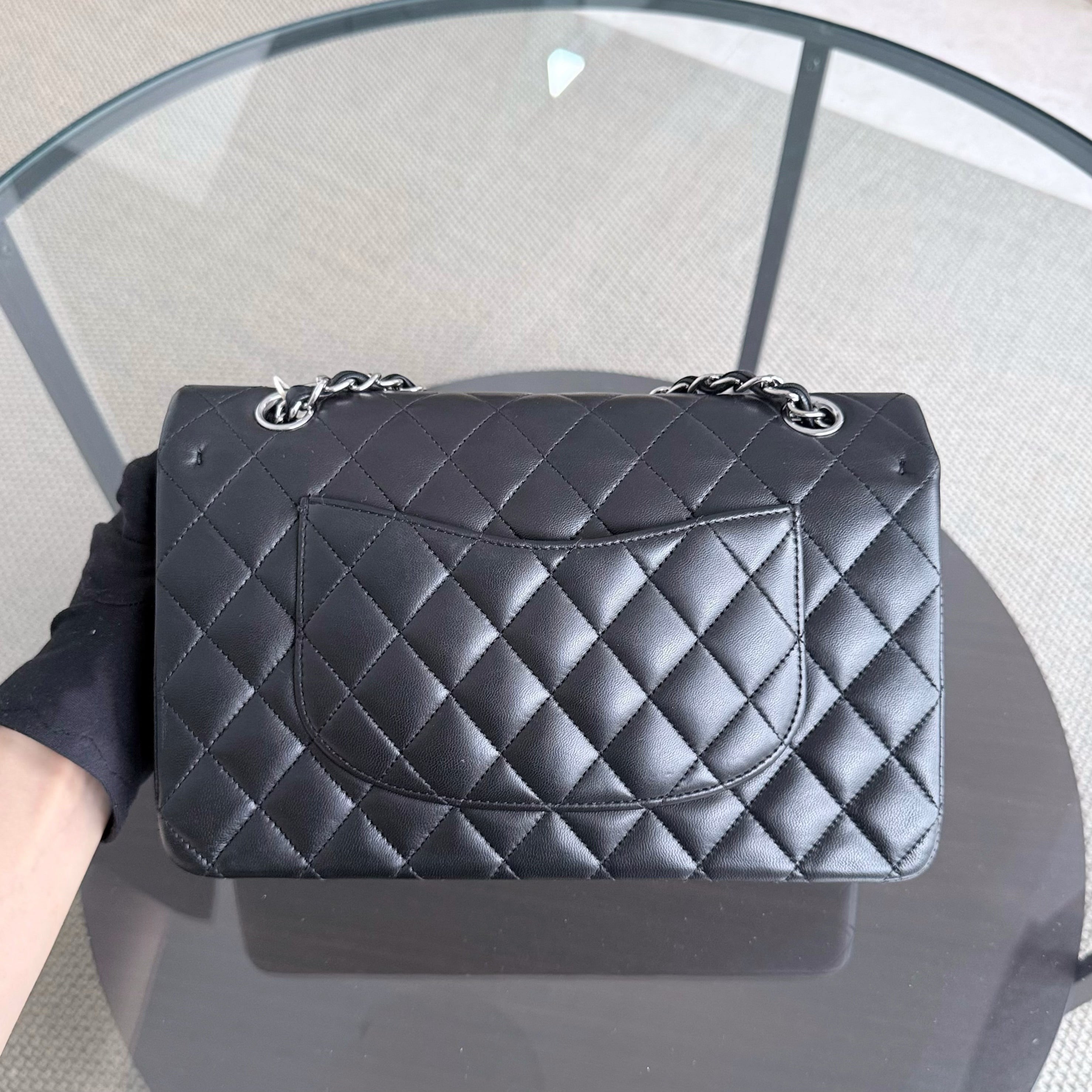 Chanel Classic Flap Medium - 25CM Quilted Lambskin Black Silver Hardware Series 16