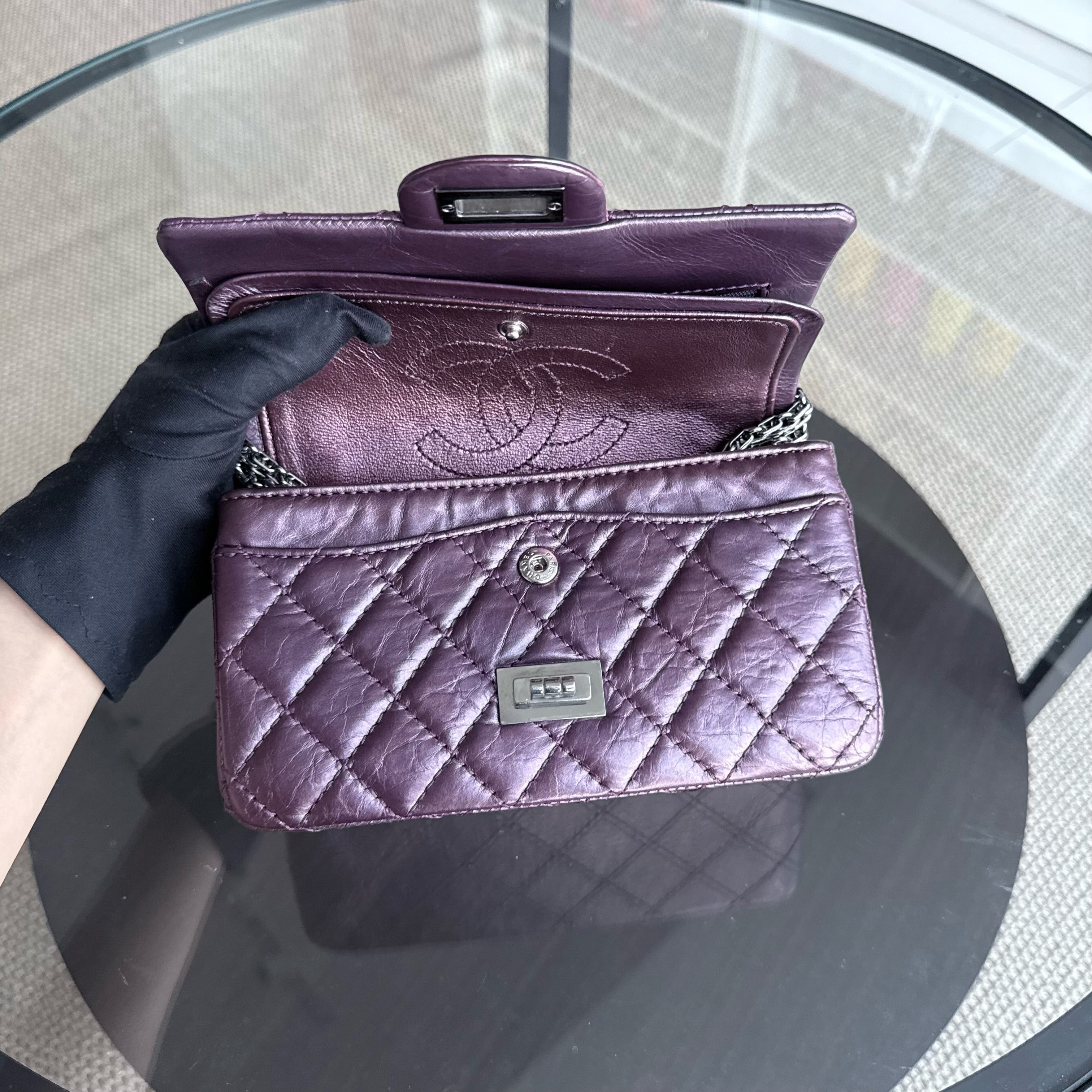Chanel 2.55 Reissue Mini - 20CM Quilted Calfskin Purple Silver Hardware Series 16