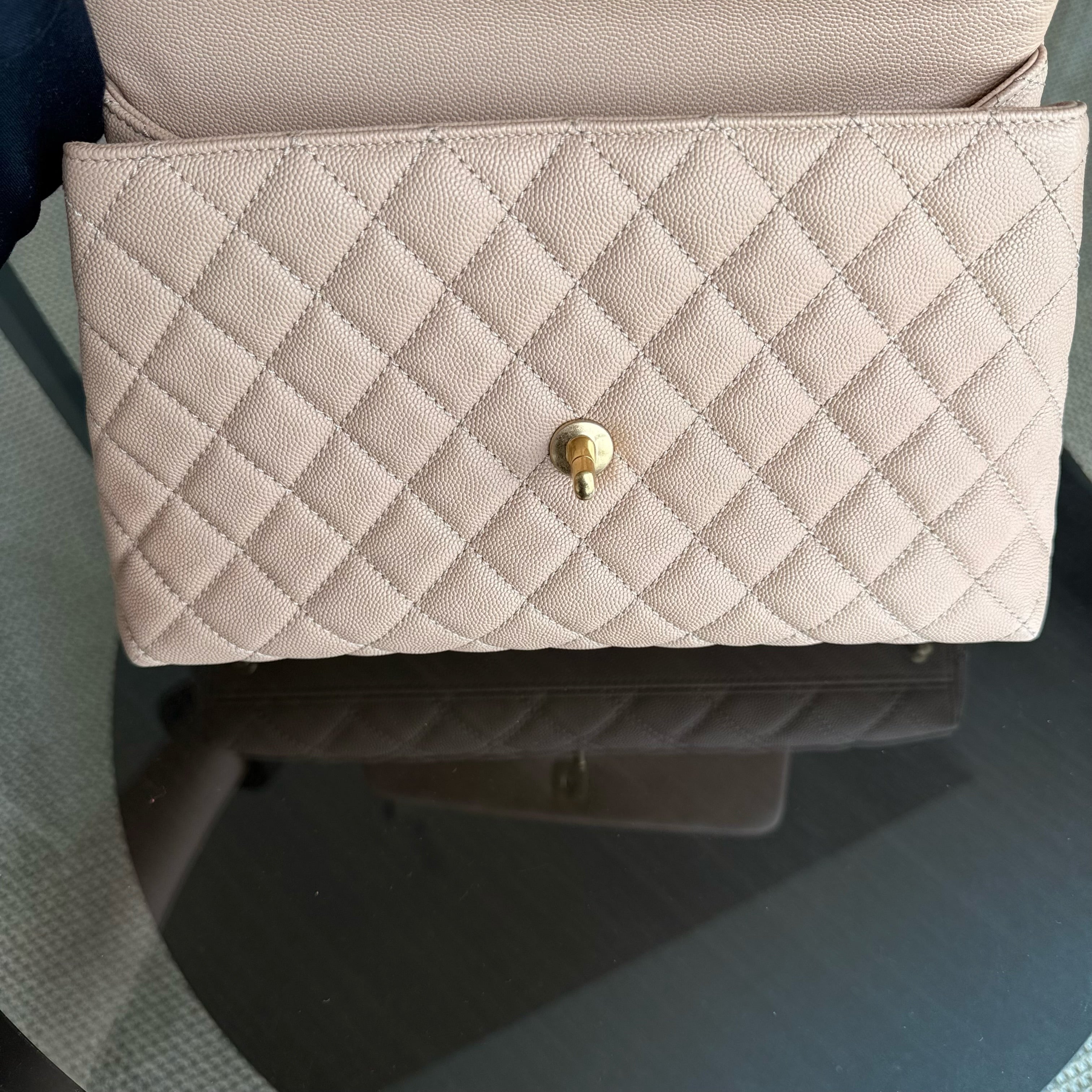 Chanel Coco Handle Medium - Caviar Quilted Grained Calfskin Beige Gold Hardware Series