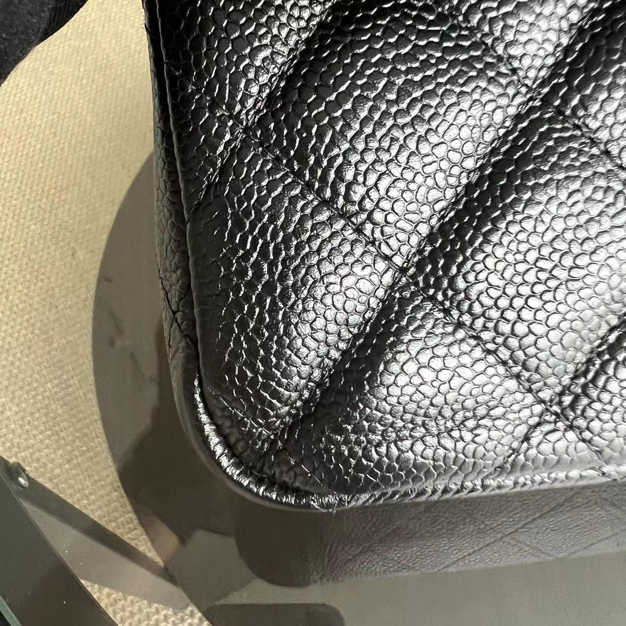 Chanel Classic Flap Jumbo - Caviar Double Flap Quiltd Black Silver Hardware