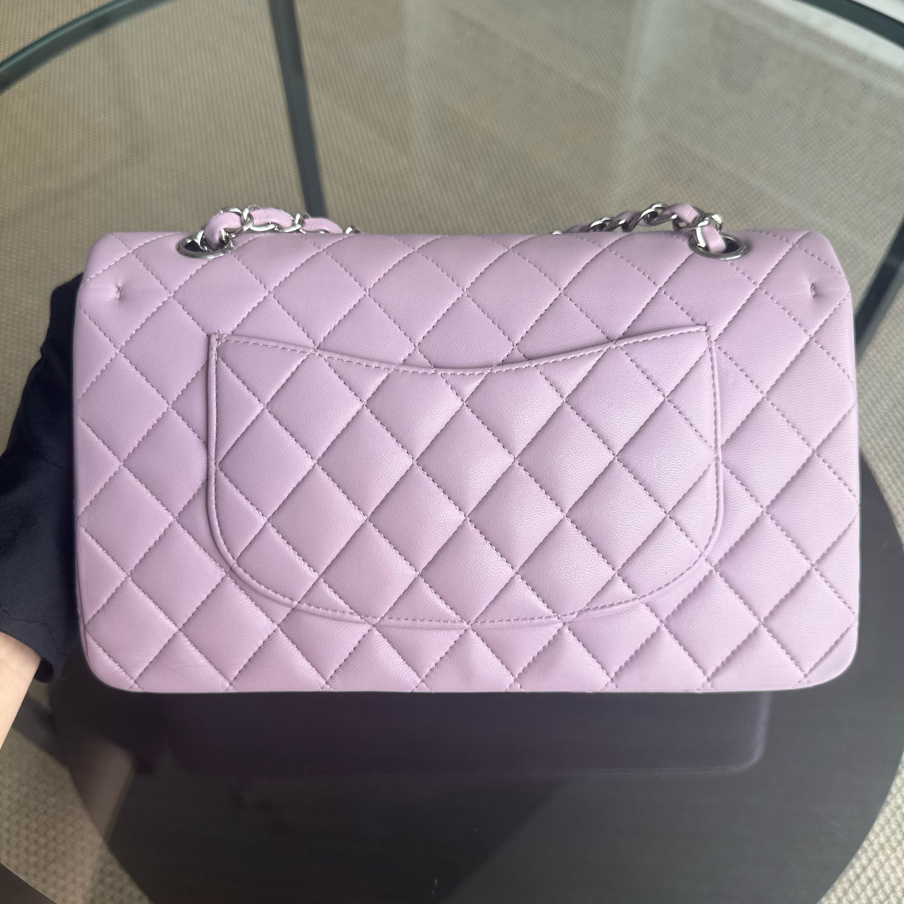 Chanel Classic Flap Medium - 25CM Quilted Lambskin Light Purple Silver Hardware Series 17