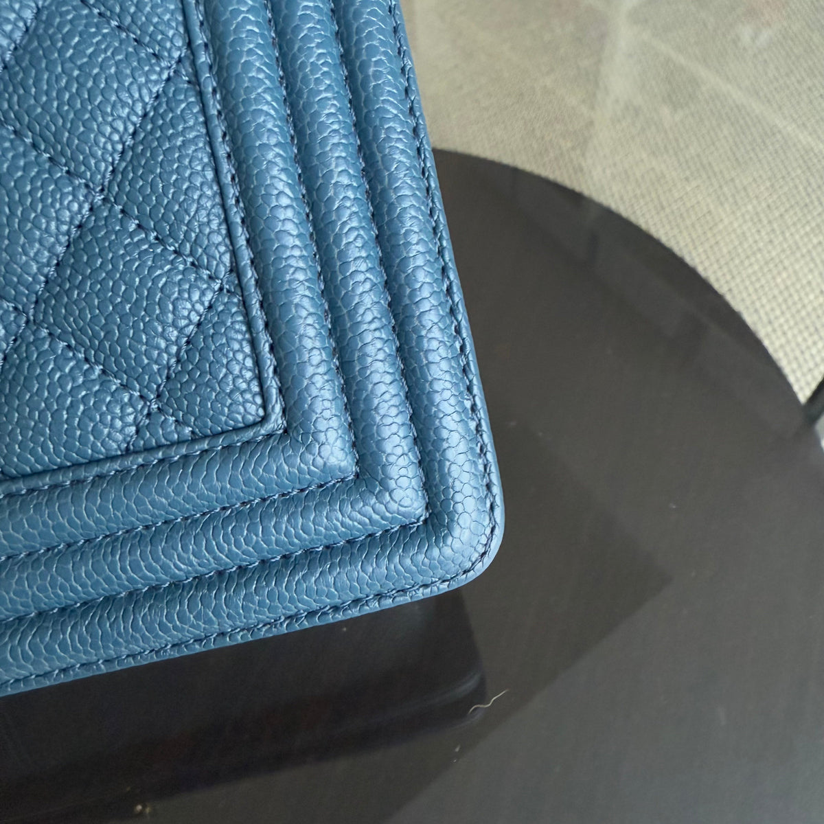 Chanel Boy Medium - Caviar 25CM Quilted Blue Gold Hardware Series 23 (Copy)