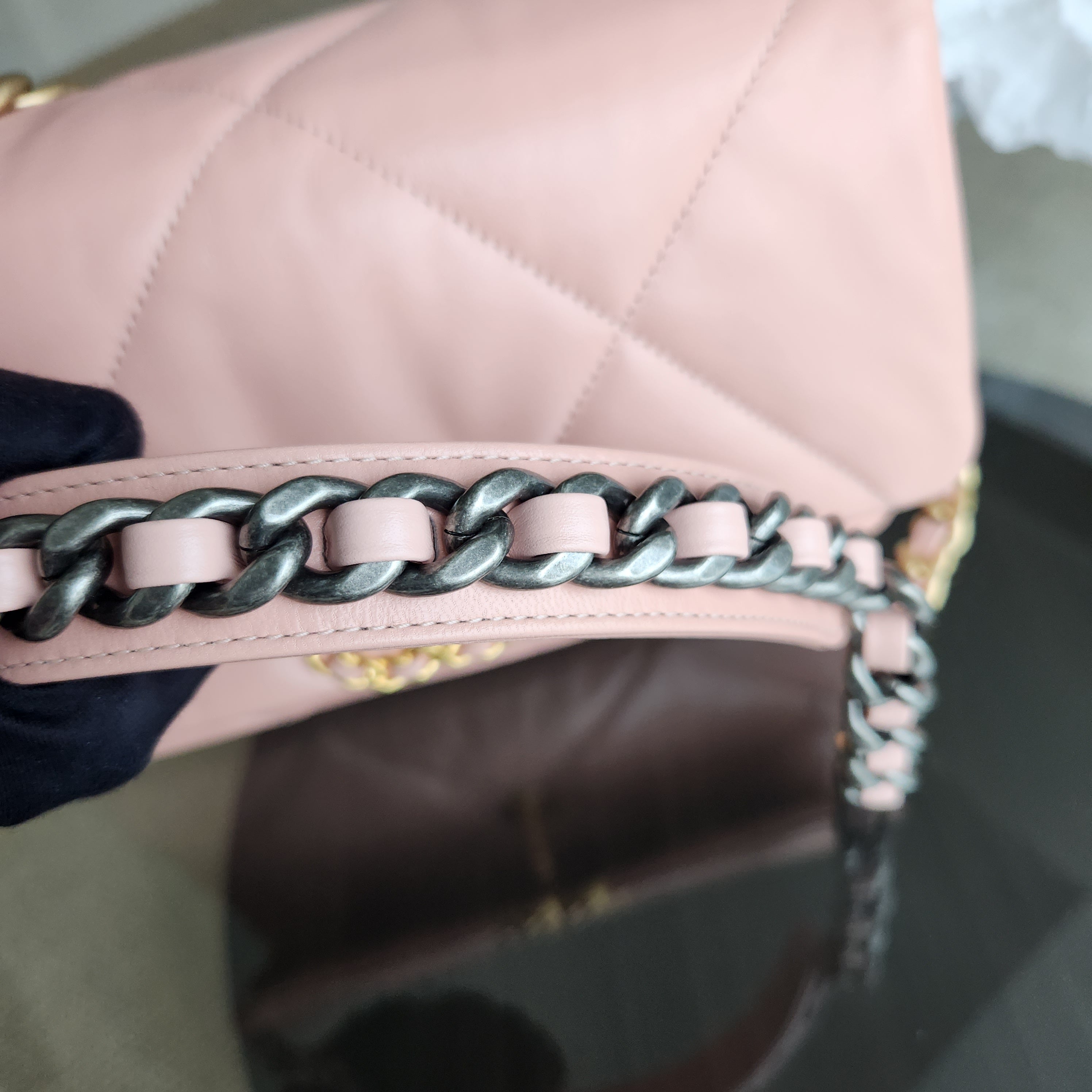 Chanel 19 Bag Small - C19 Sakura Pink Quilted Goatskin Two-tone Hardware Series 29