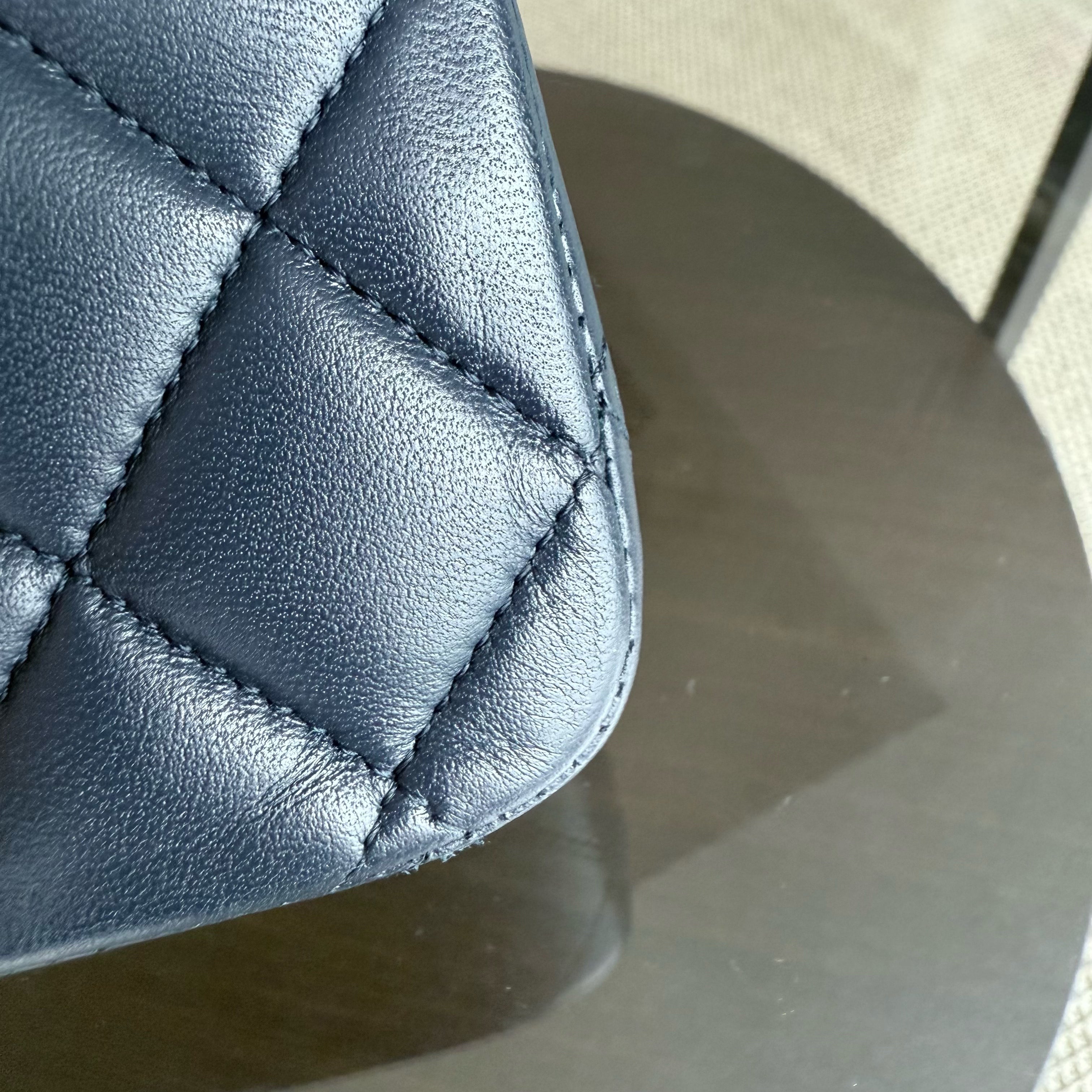 Chanel Classic Flap Medium - 25CM Quilted Lambskin Dark Midnight Blue Silver Hardware Series 18