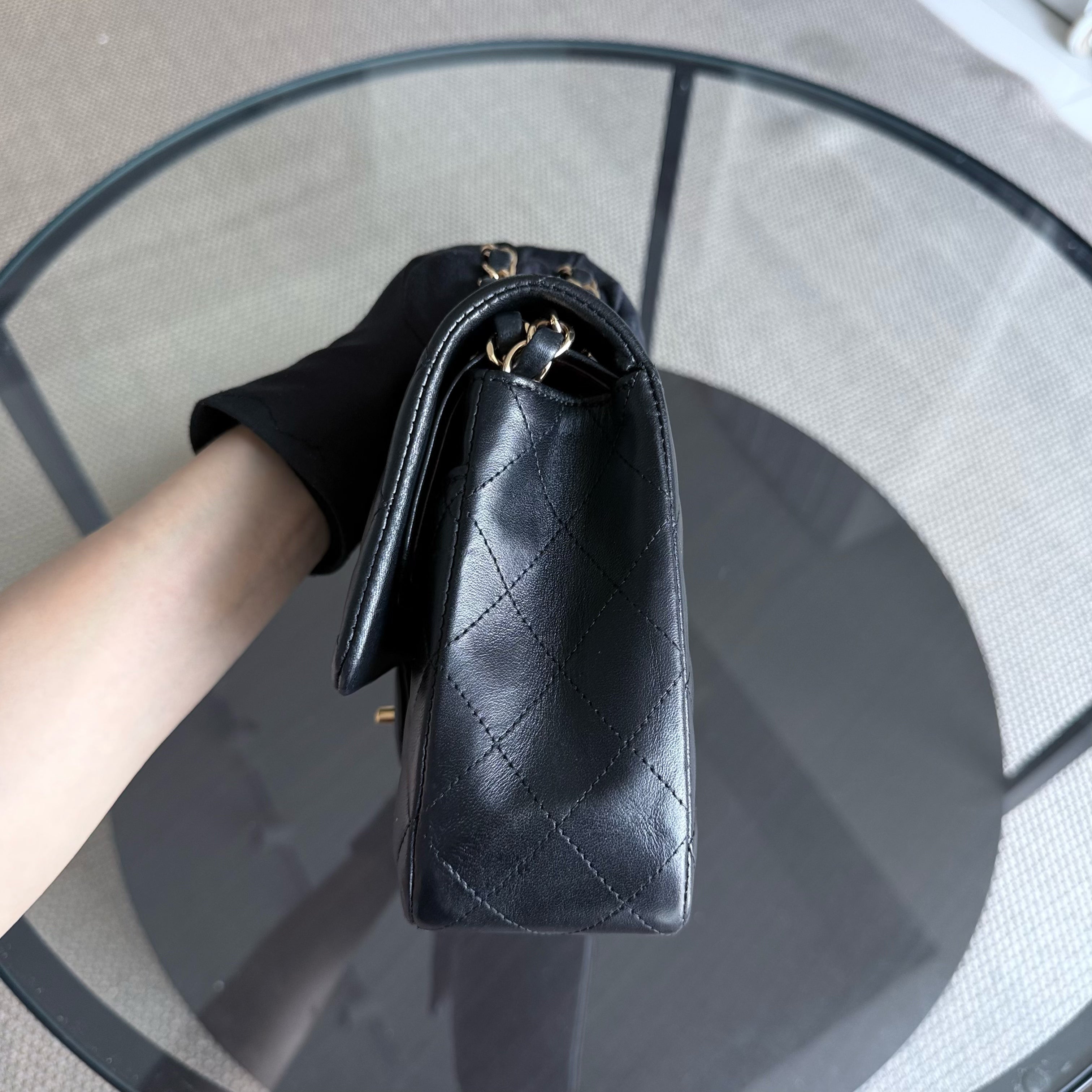 Chanel Classic Flap Medium - 25CM Quilted Lambskin Black Gold Hardware Series 27