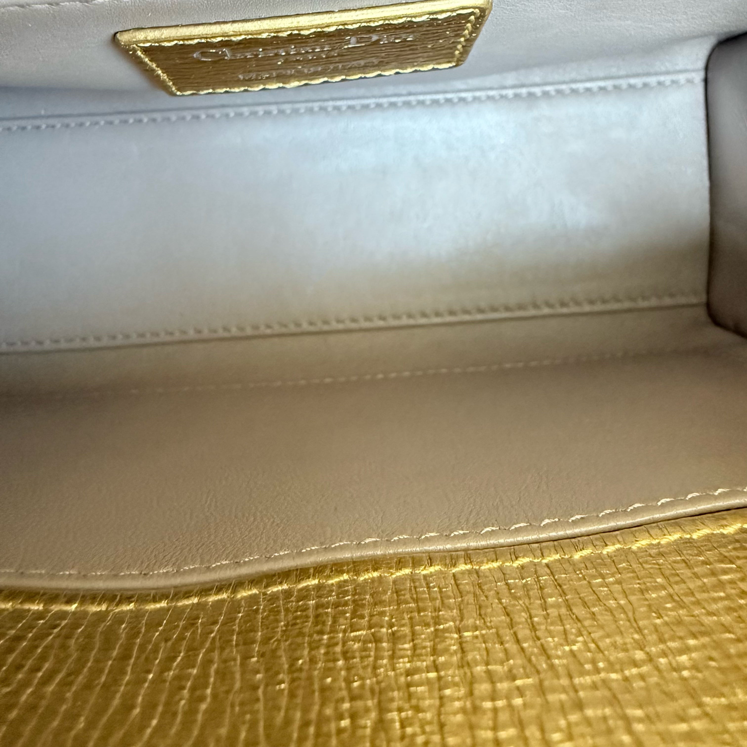 Dior Lady Small - Cannage Metallic Calfskin Gold Silver Hardware
