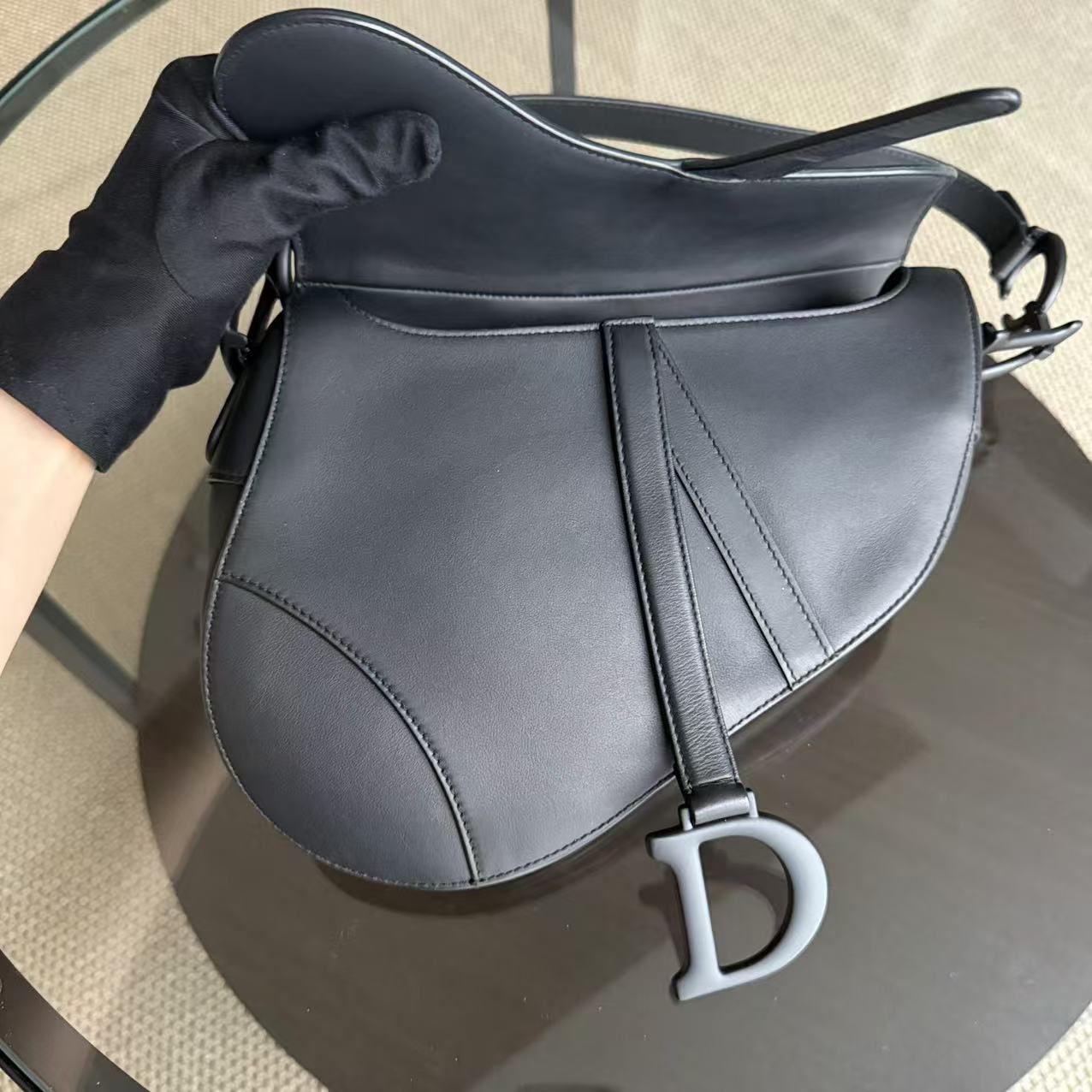 Dior Saddle Medium - All Black Calfskin Shoulder Bag