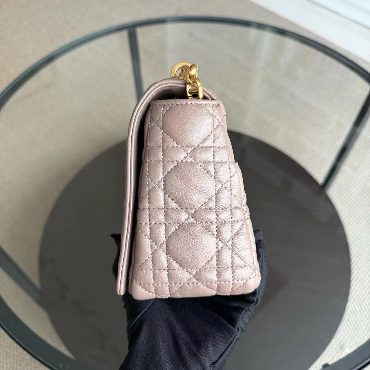 Dior Caro Medium - 25CM Cannage Calfskin Milktea Blush Gold Hardware