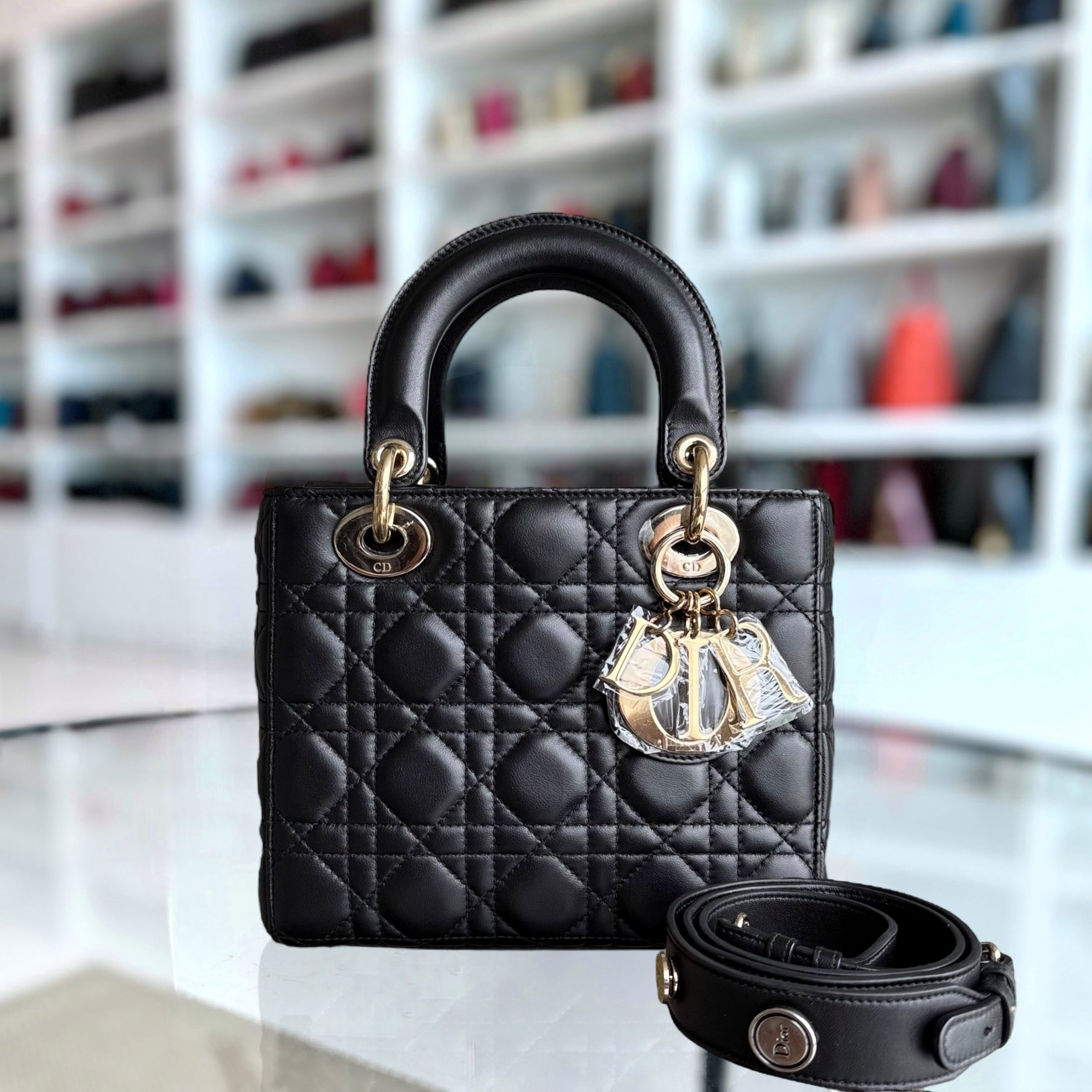 Dior Lady Small - Cannage Lambskin Black Gold Hardware