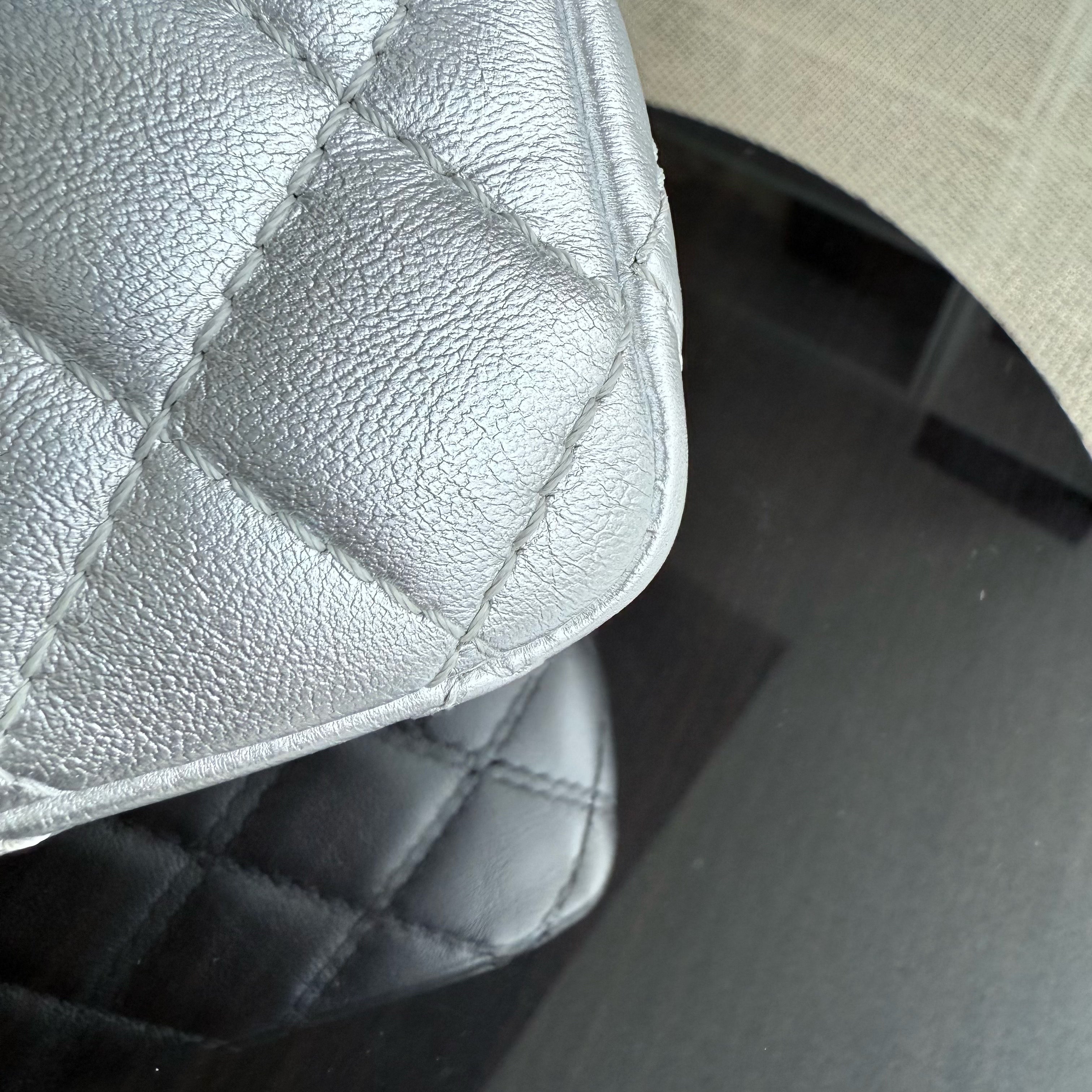 Chanel Classic Flap Medium - 25CM Quilted Lambskin Metallic Silver Gold Hardware Series 12 (Copy)